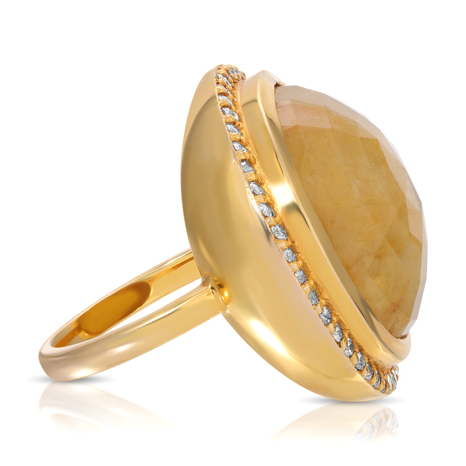 Yellow Sapphire Diamond UFO Cocktail Ring