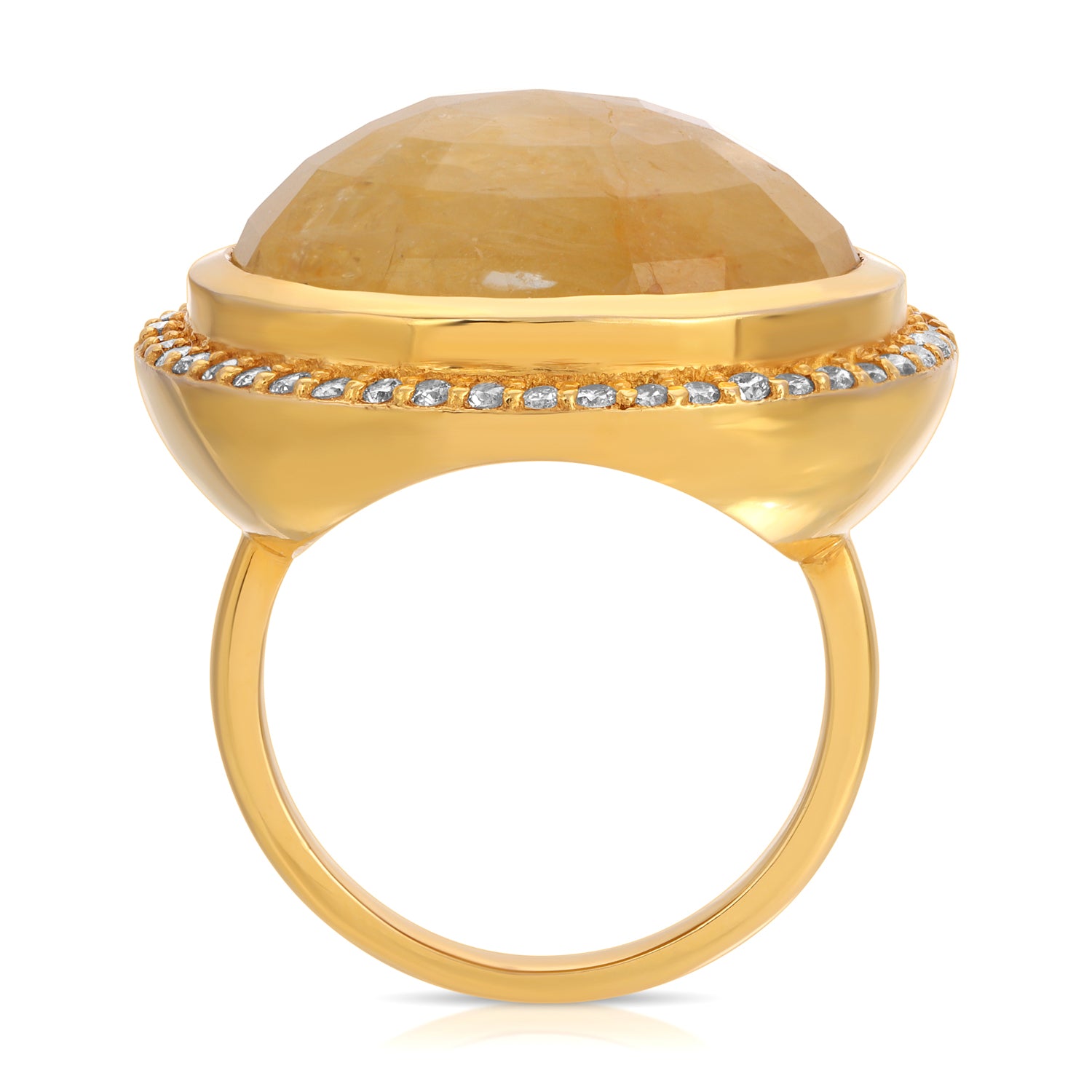 Yellow Sapphire Diamond UFO Cocktail Ring