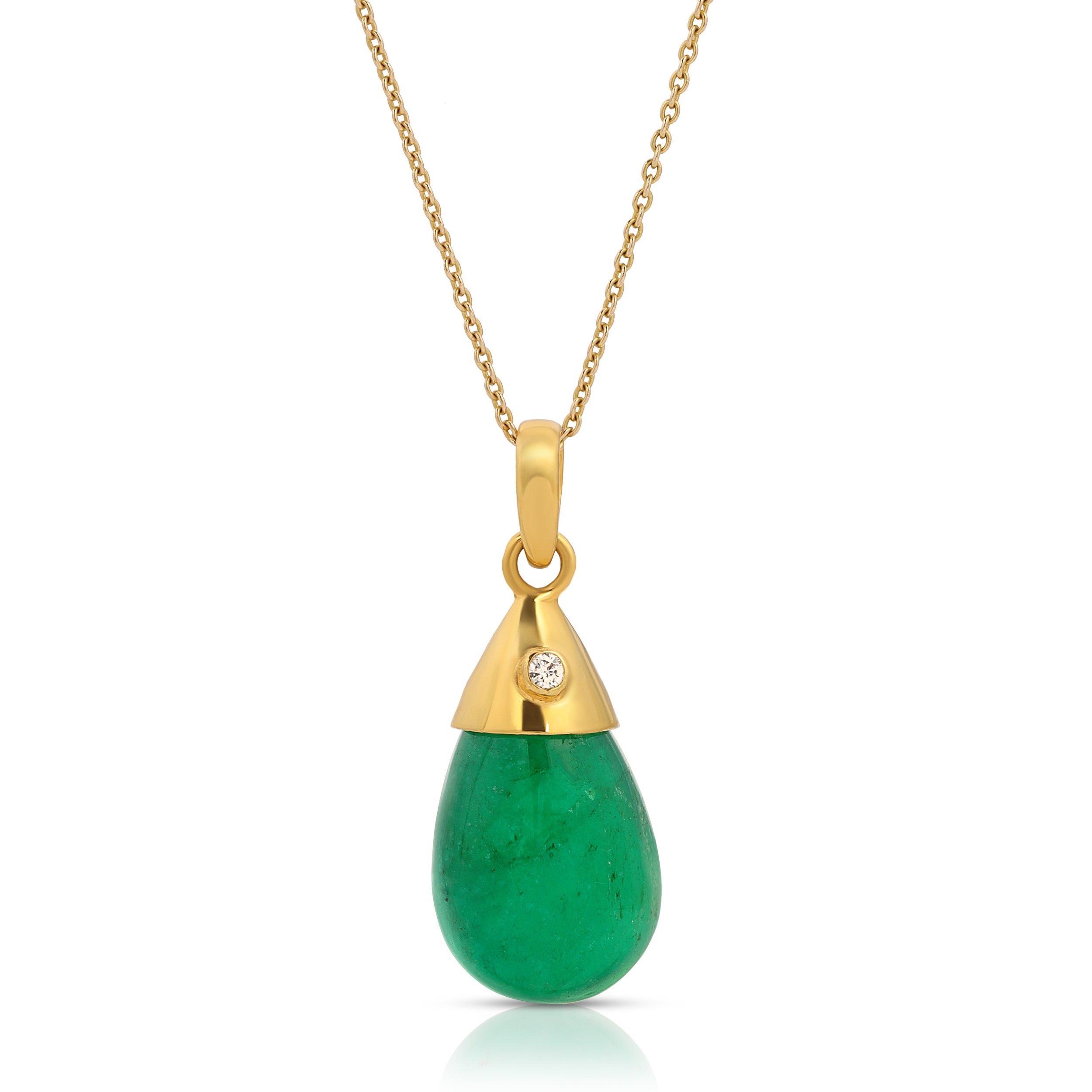 Emerald Bean Diamond Gold Pendant