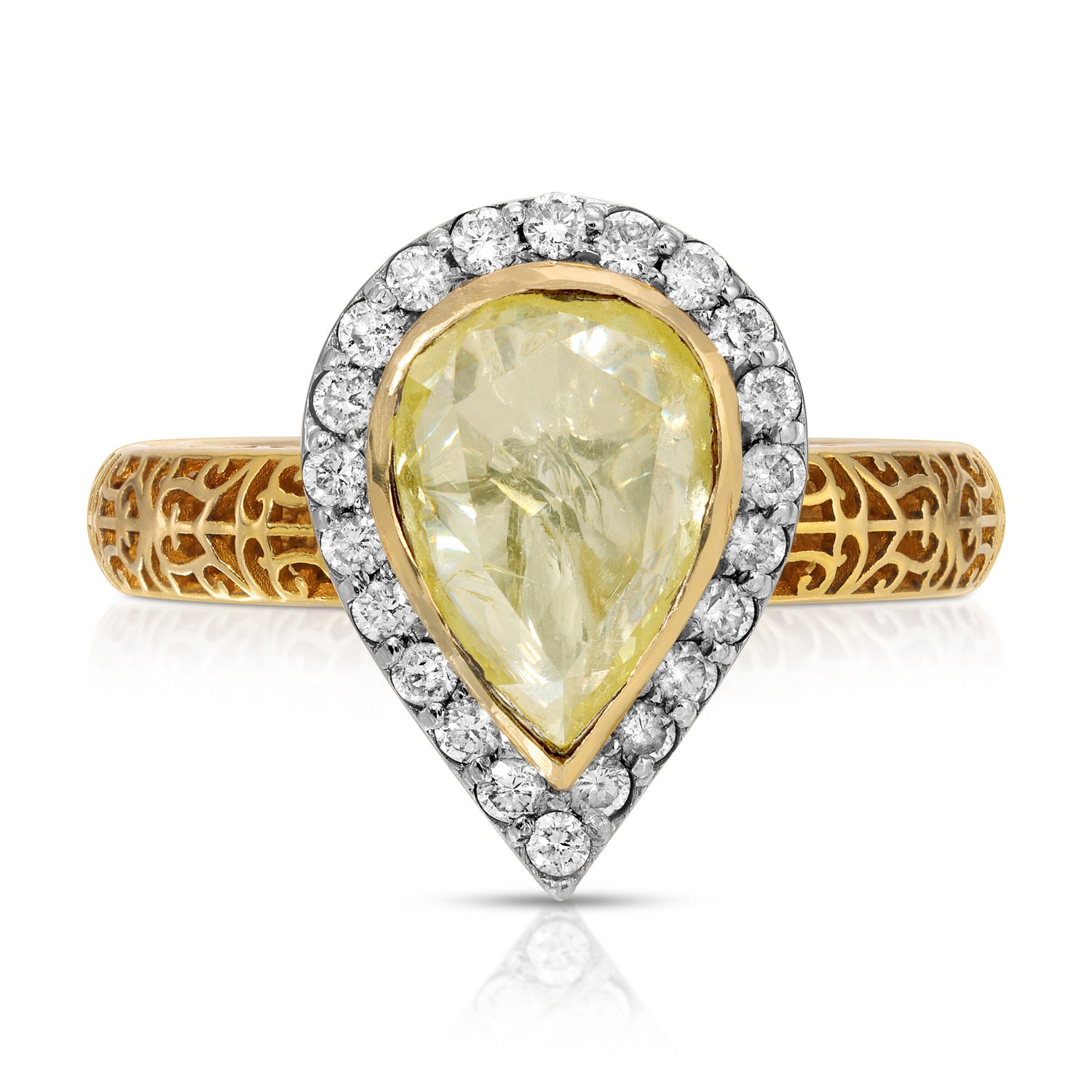 Yellow Diamond Filigree Dress Ring