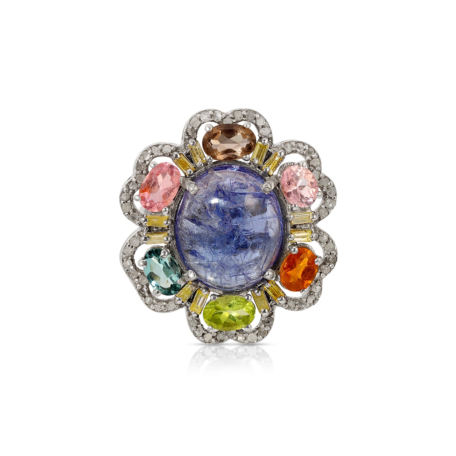 T Bloom Diamond Sapphire Cocktail Ring