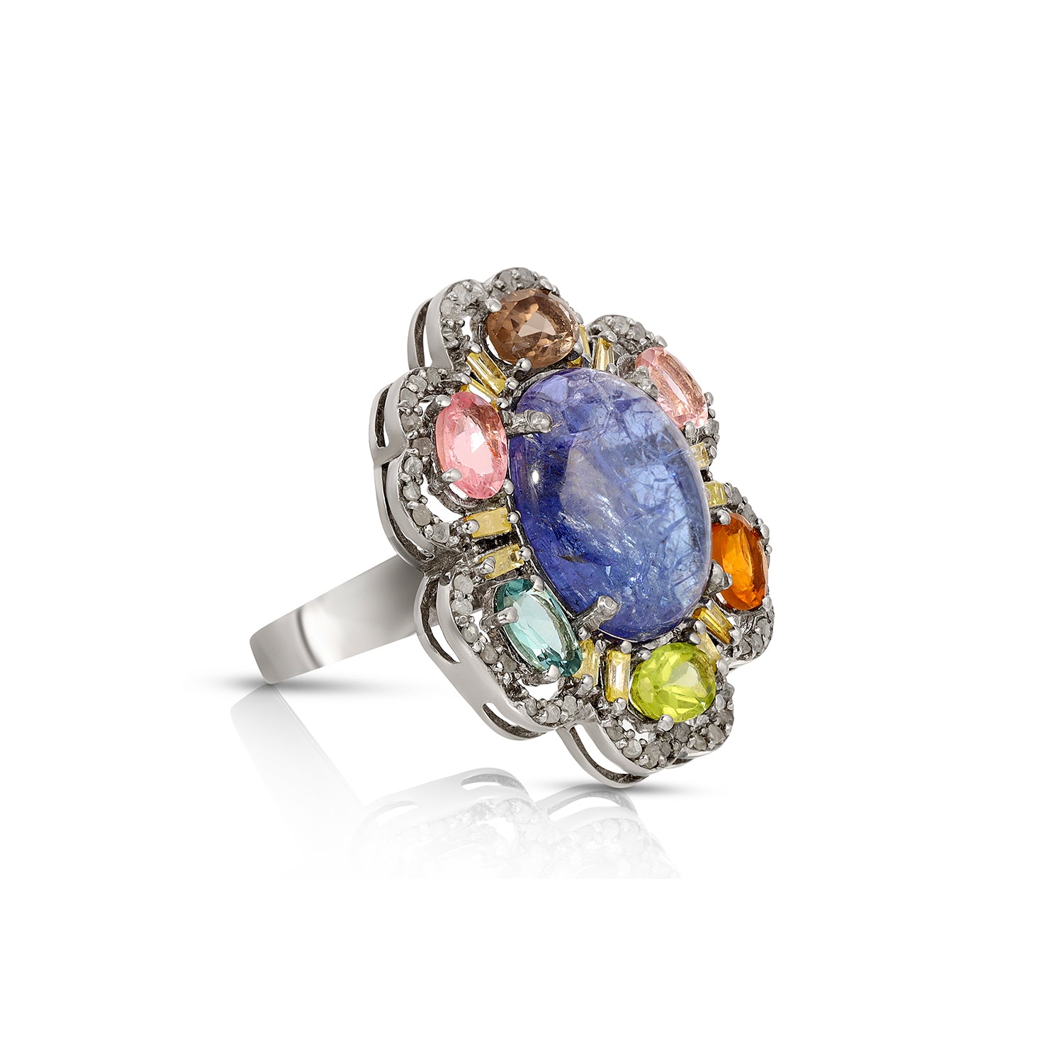 T Bloom Diamond Sapphire Cocktail Ring