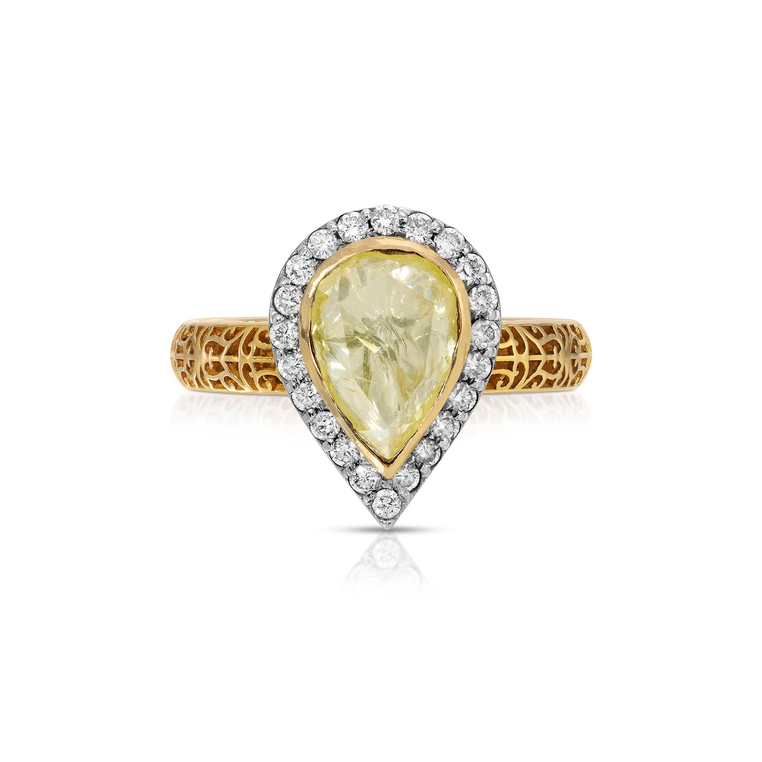 Yellow Diamond Filigree Dress Ring