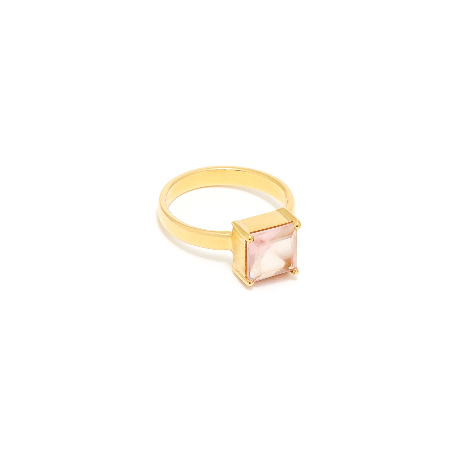 Rose Quartz Cushion Cut Dress Ring-Ring-Jaipur Atelier