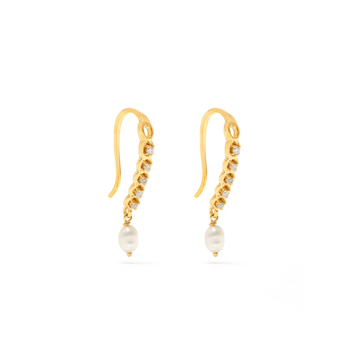 Laura White Diamond Pearl Earrings-Earrings-Jaipur Atelier