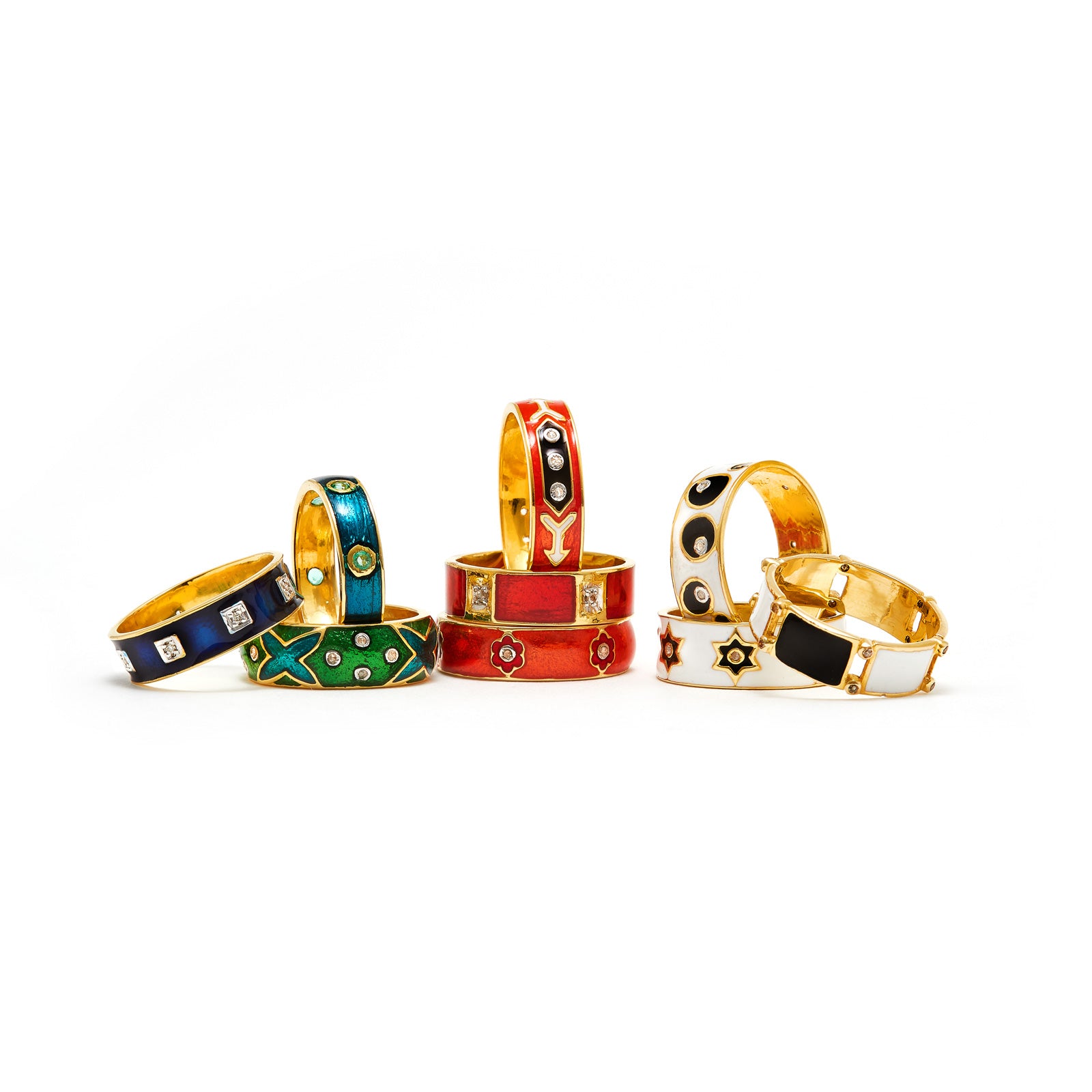 Jaipur Atelier Orange Arrow Enamel Diamond Band