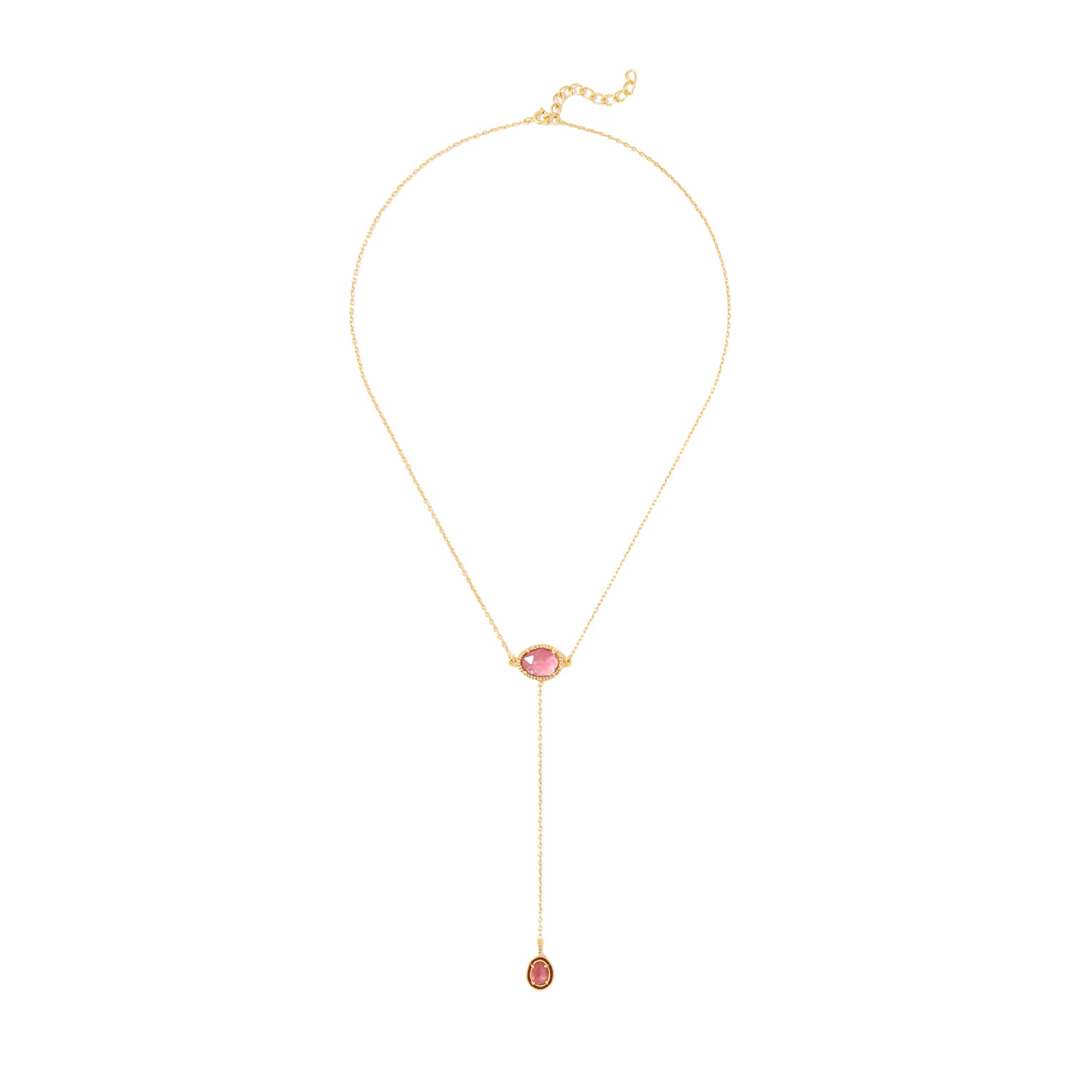 Tourmaline & Diamond Burgundy Enamel T Pendant-Necklace-Jaipur Atelier