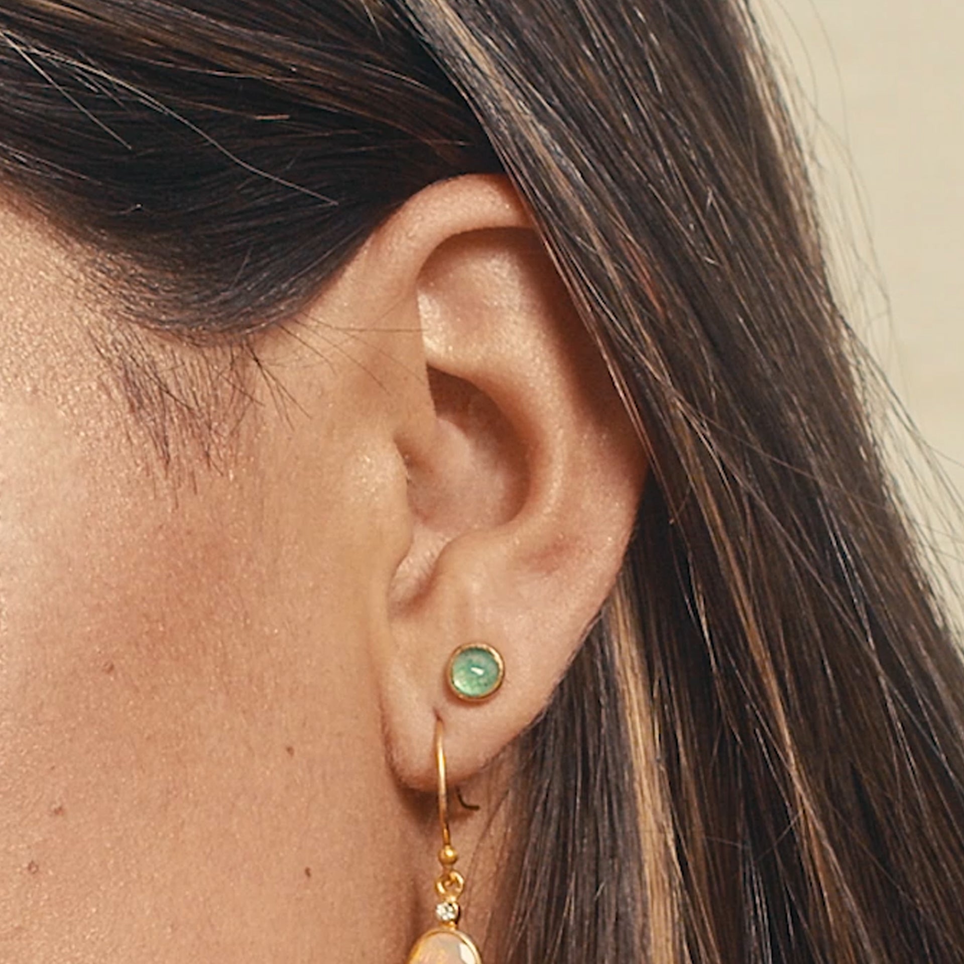 Colombian Emerald Cabochon Studs