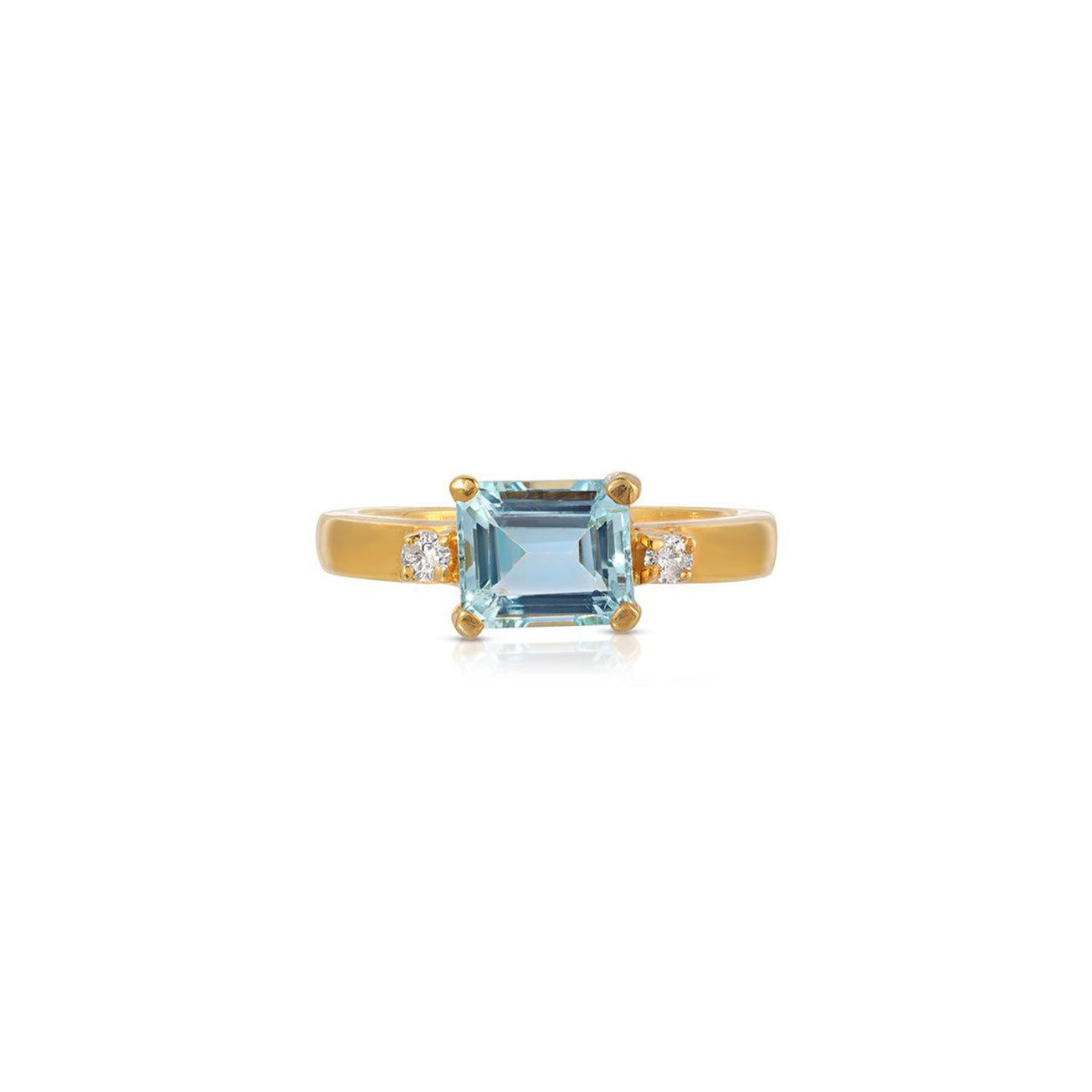 Aqua Emerald Cut Diamond Ring