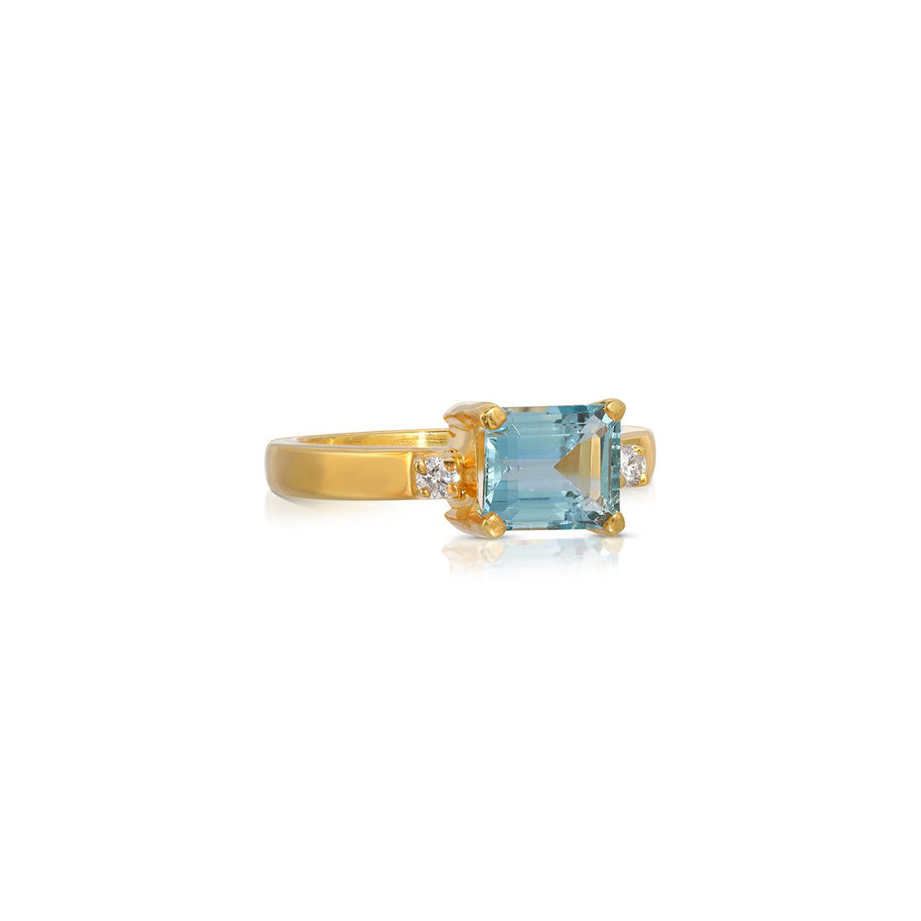Aqua Emerald Cut Diamond Ring
