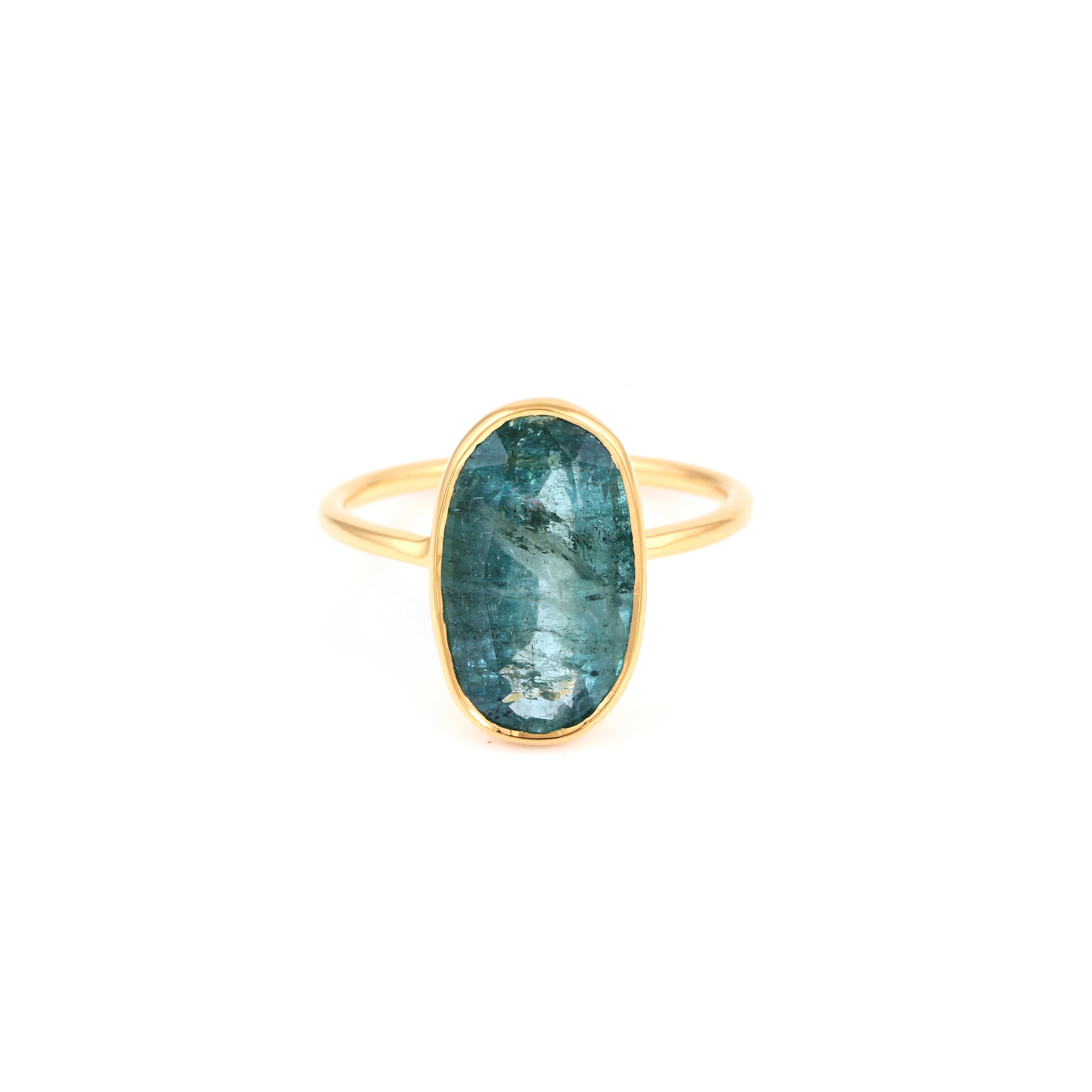 Azure Emerald Long Oval Signet Ring