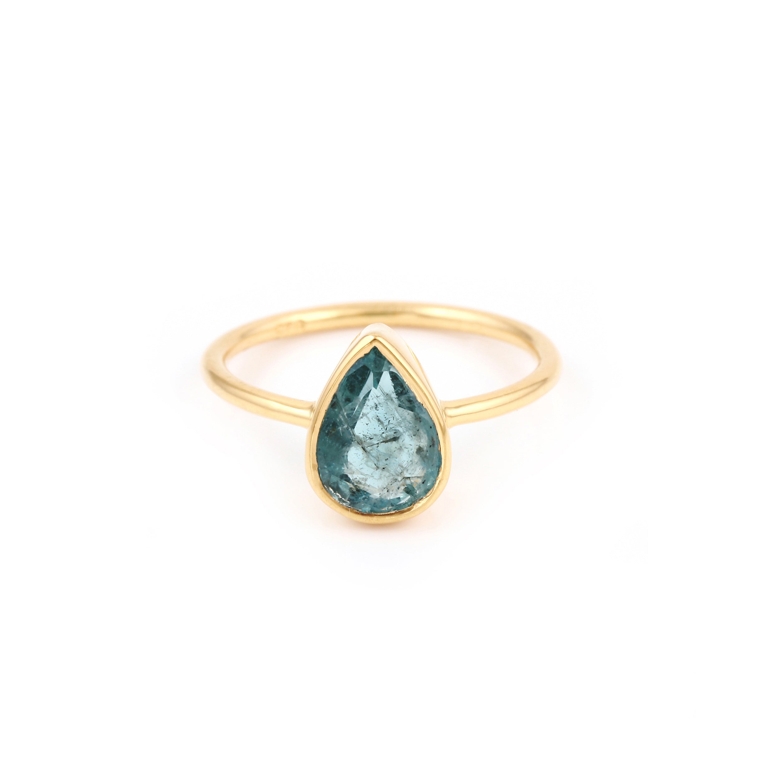 Azure Pear Drop Tourmaline Signet Ring