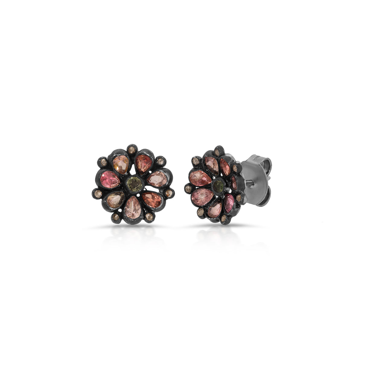 Blackened Tourmaline Stud Earrings