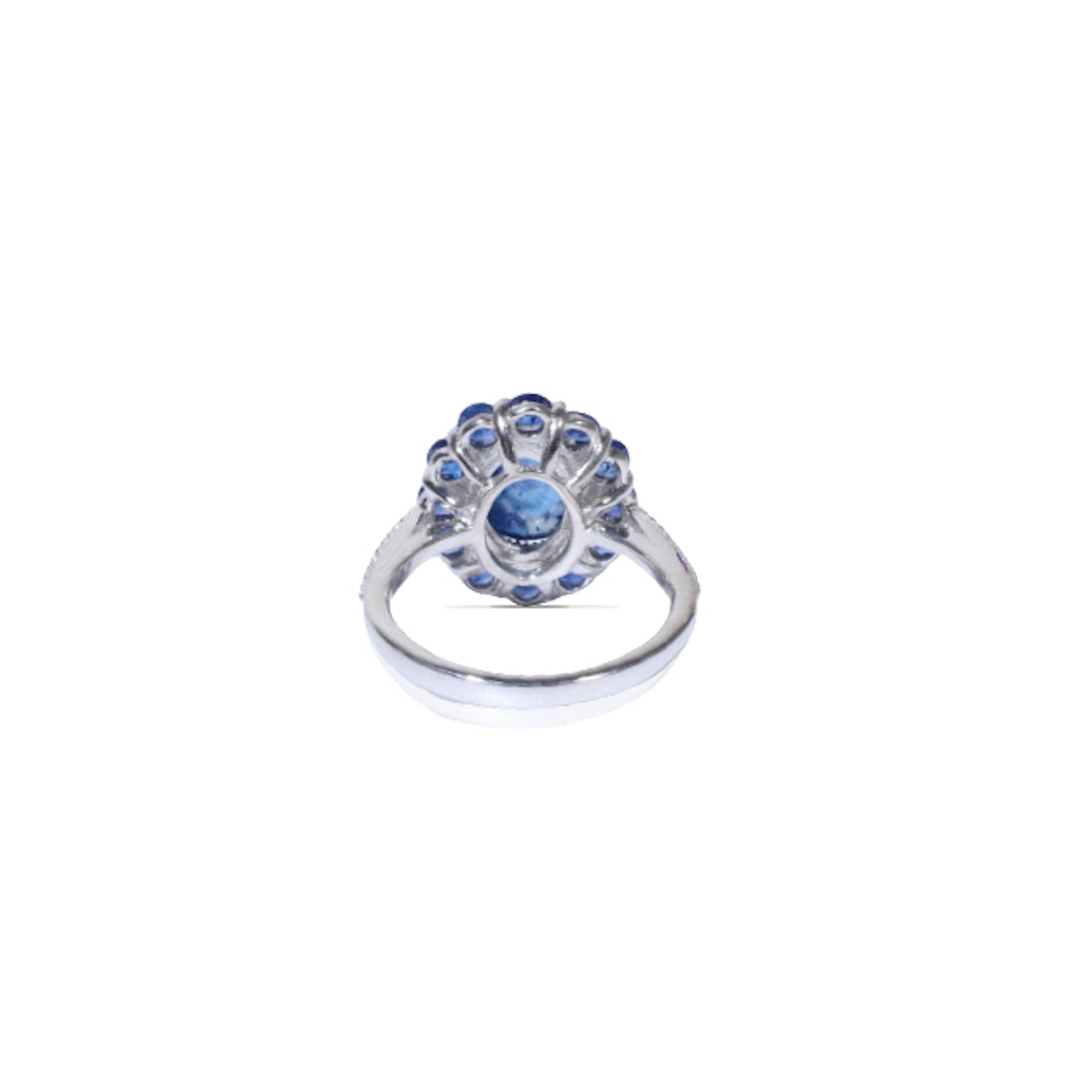 Blue Sapphire Cluster Ring