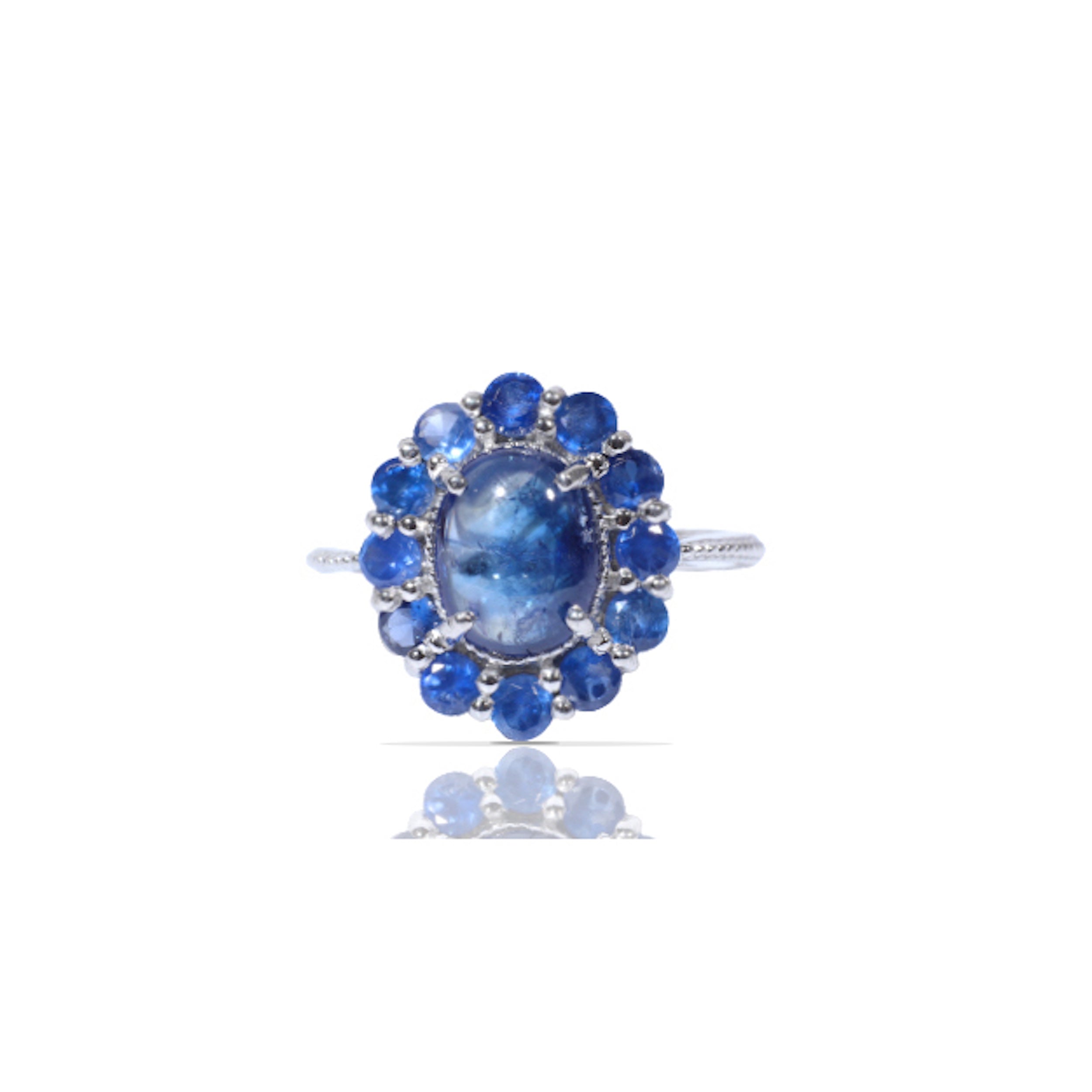 Blue Sapphire Cluster Ring