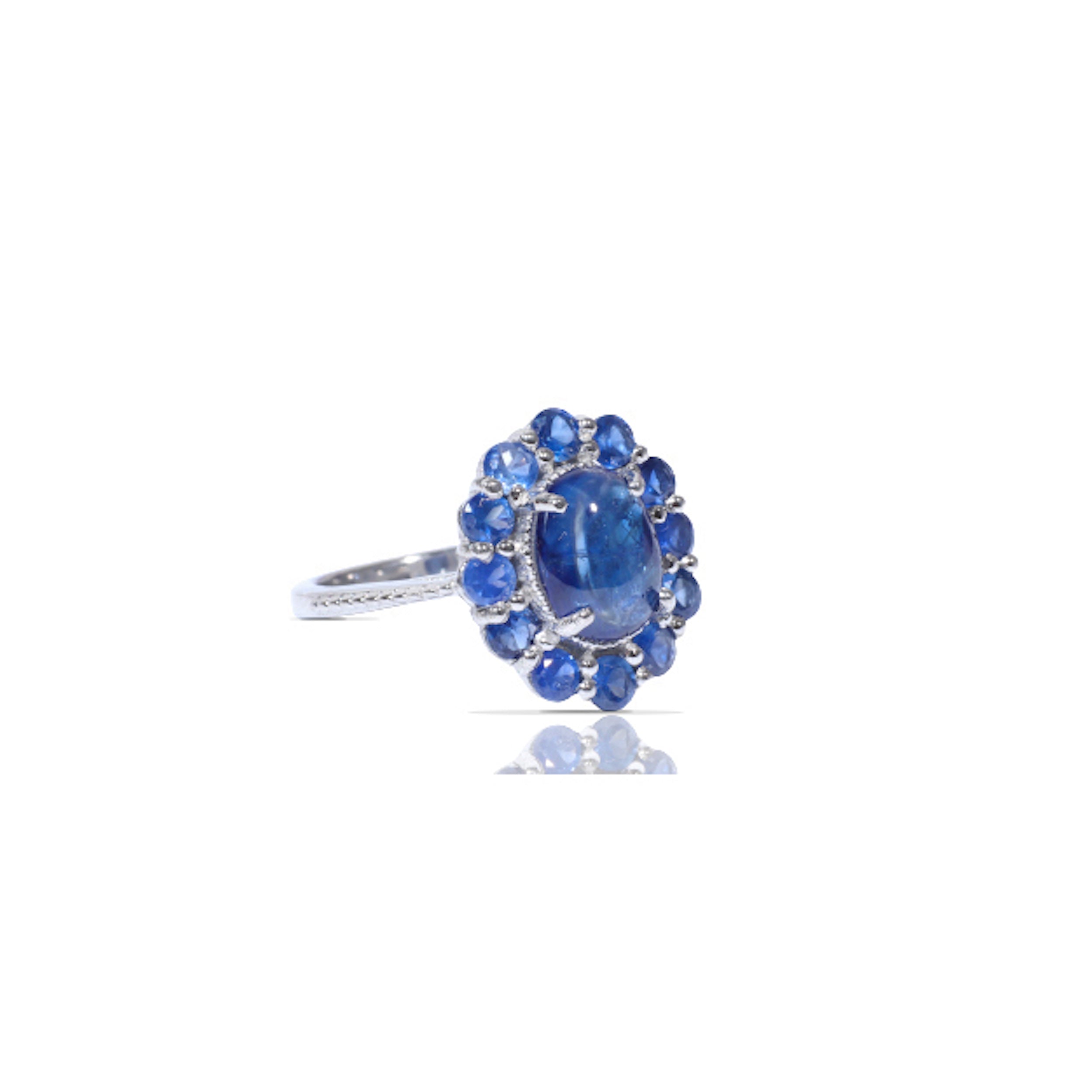 Blue Sapphire Cluster Ring