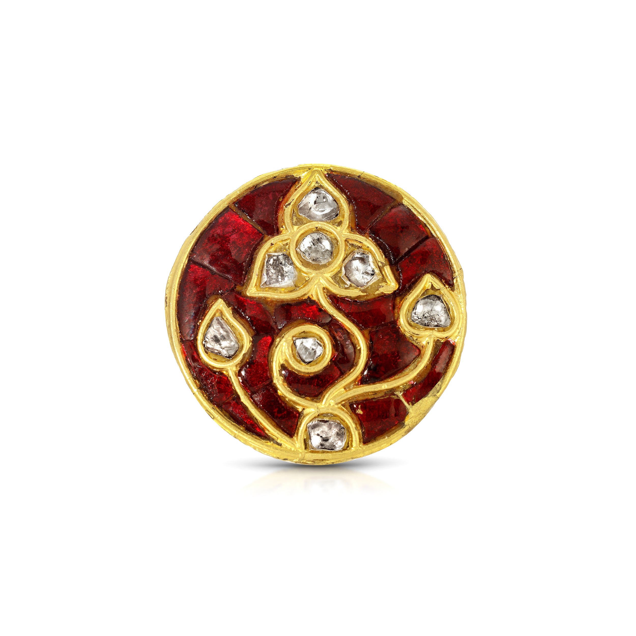 Ruby Diamond Lotus Coin Cocktail Ring