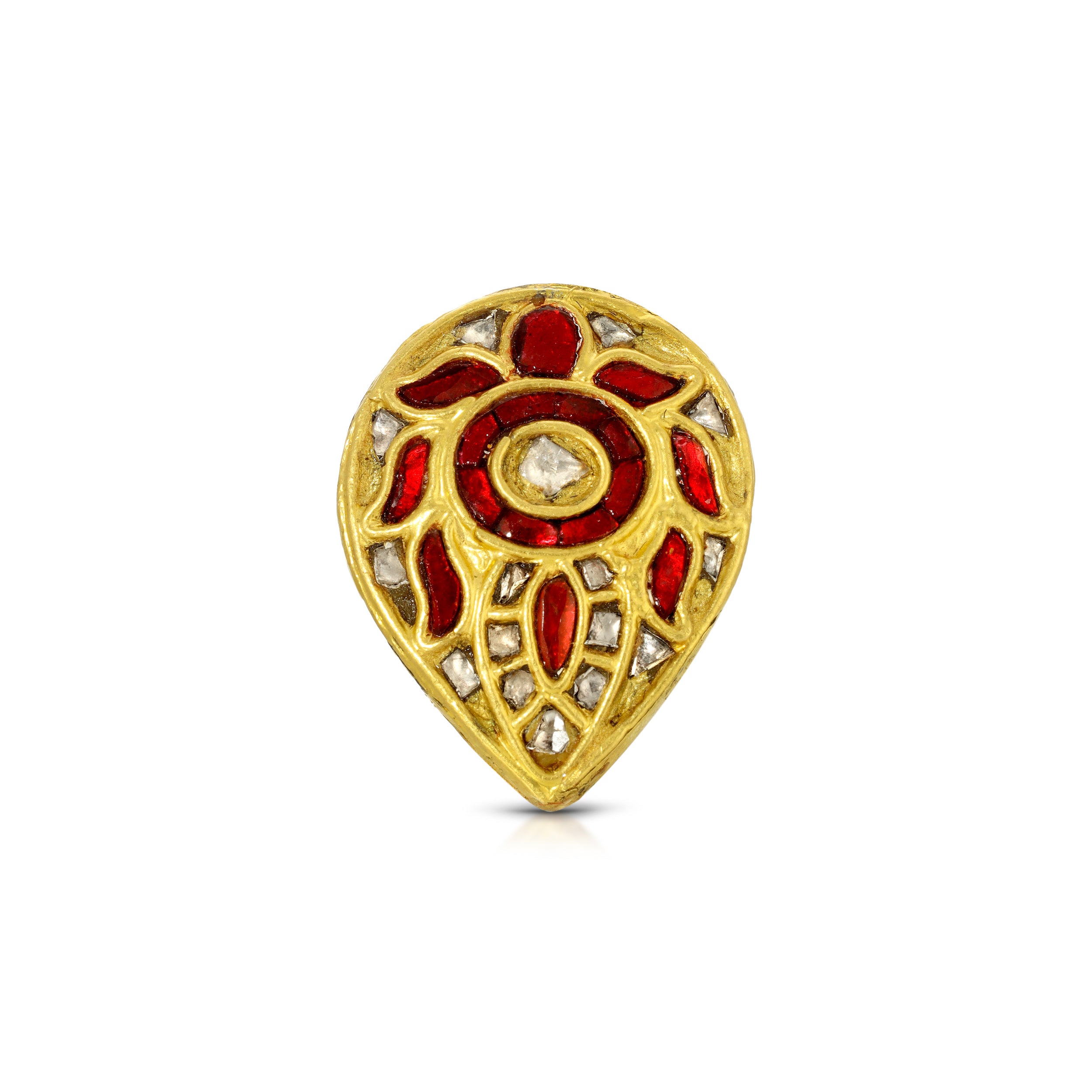 Pink Ruby Diamond Coin Pear Cocktail Ring