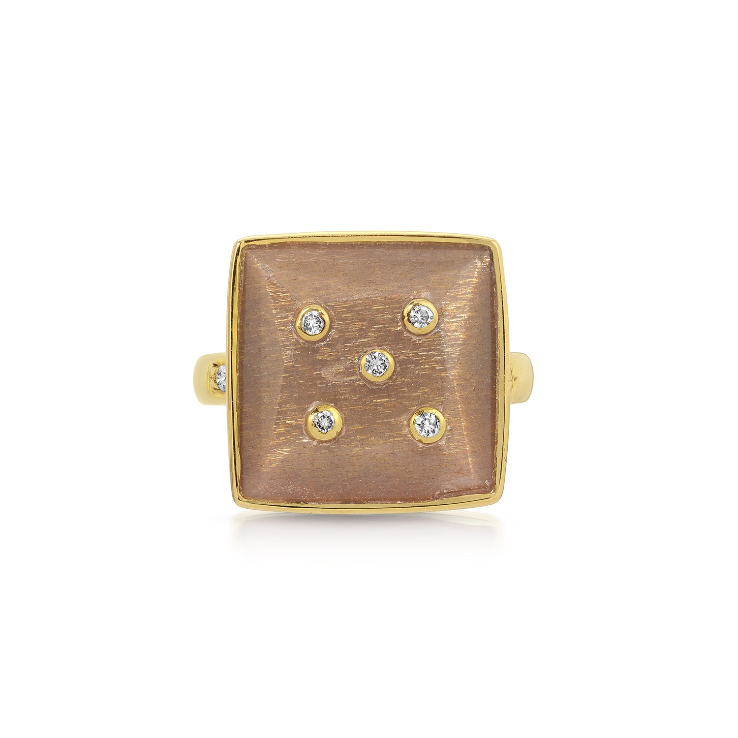 Golden Moonstone DBD Diamond Ring