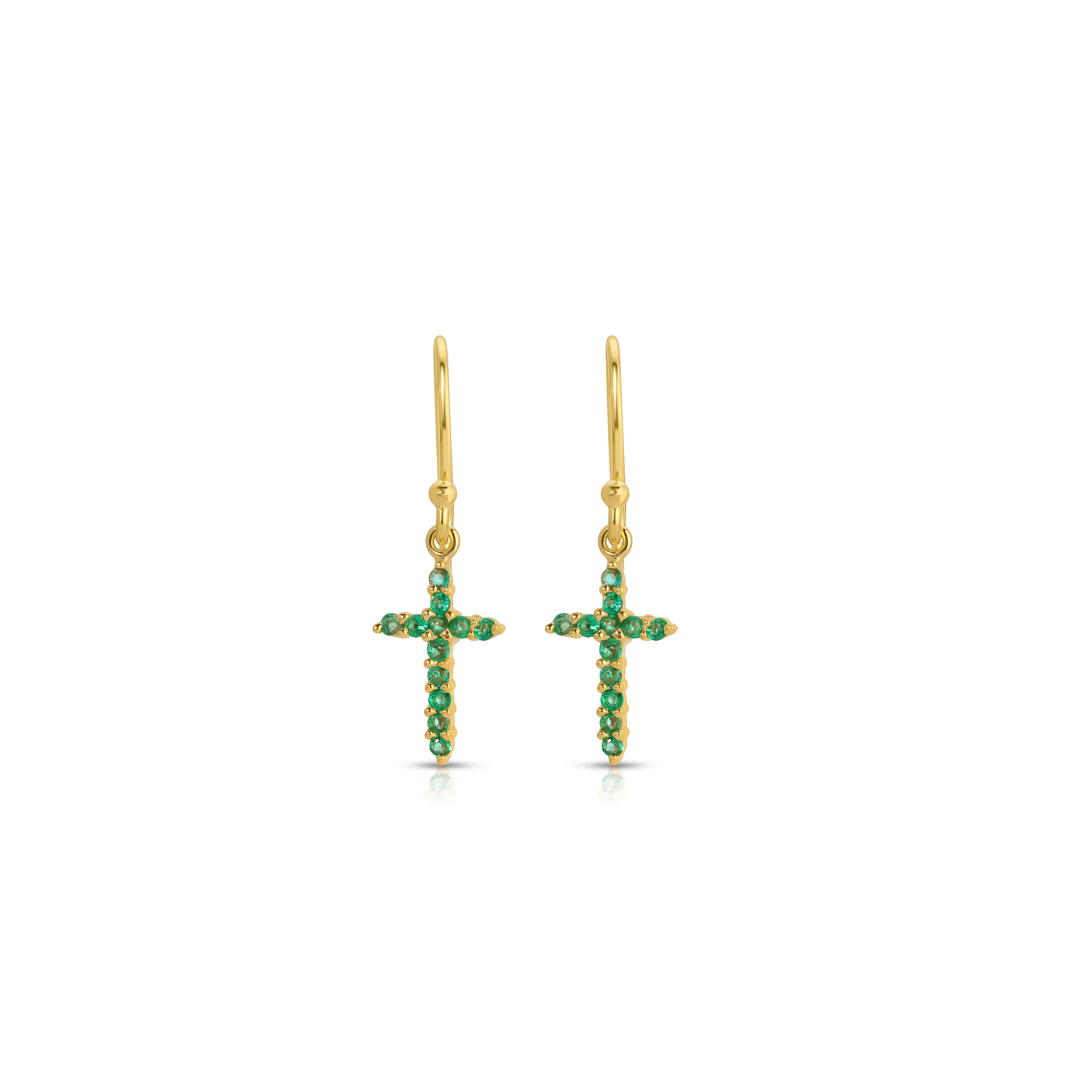 Emerald Cross Drop Earrings