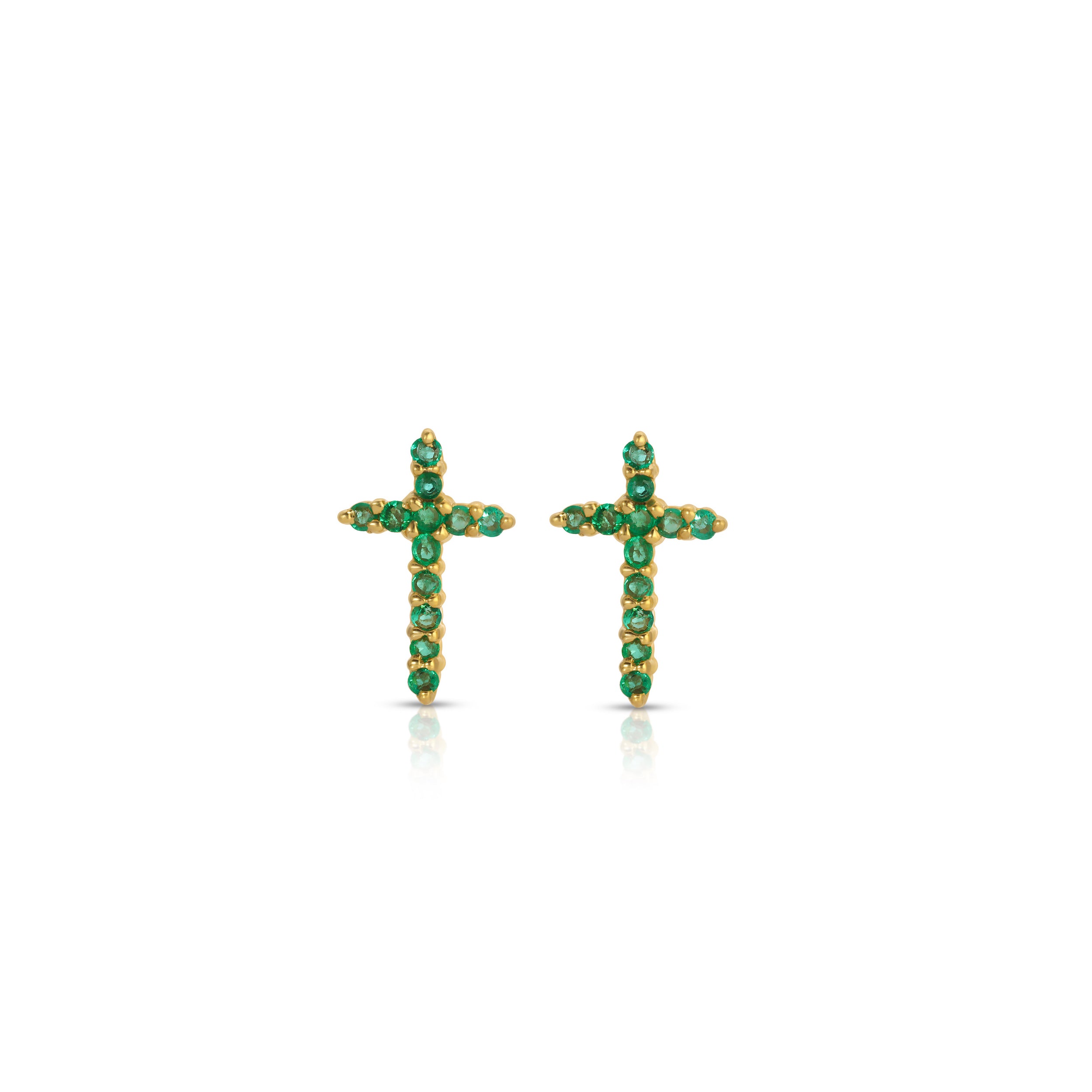 Emerald Cross Stud Earrings