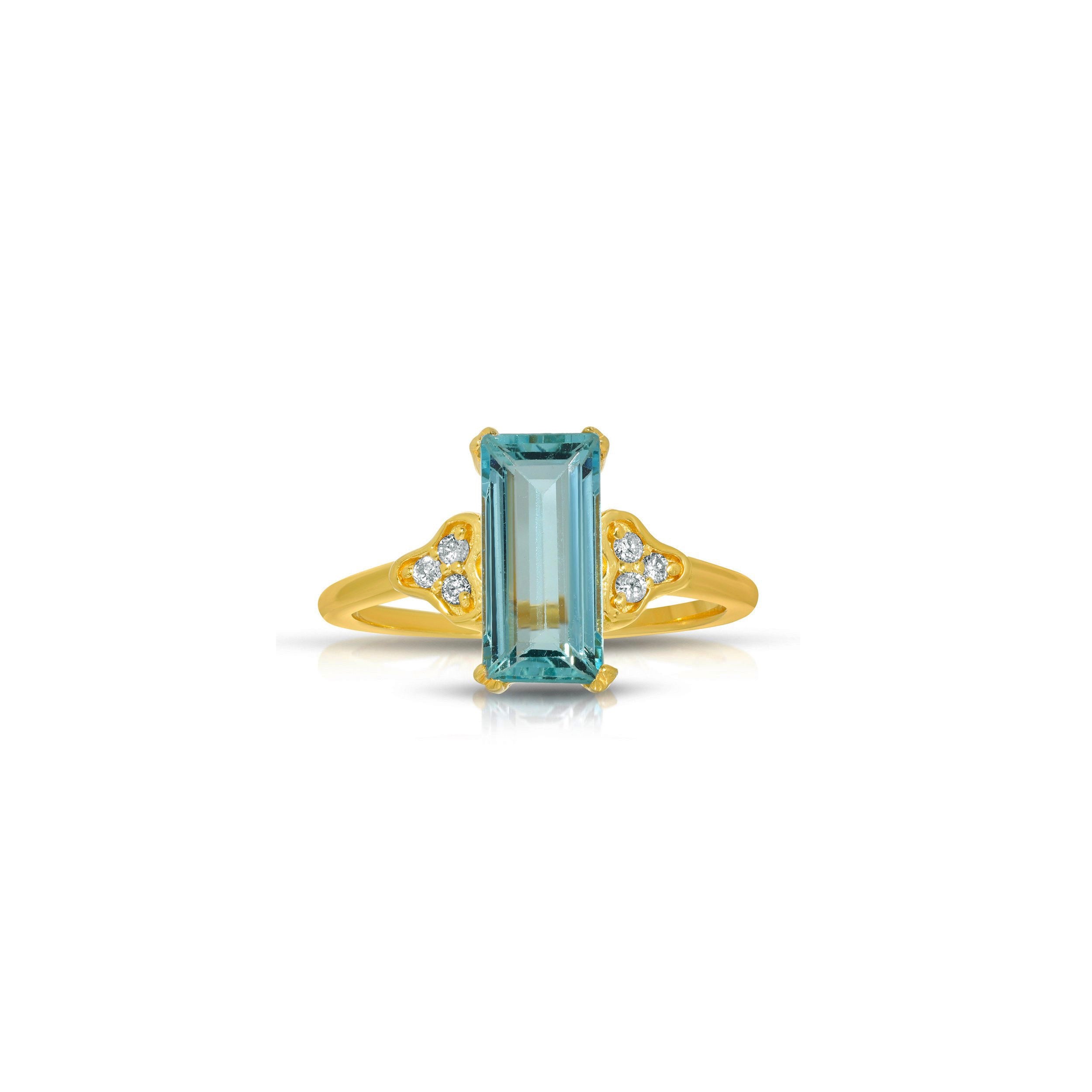 Emerald Cut Aquamarine Diamond Dress Ring