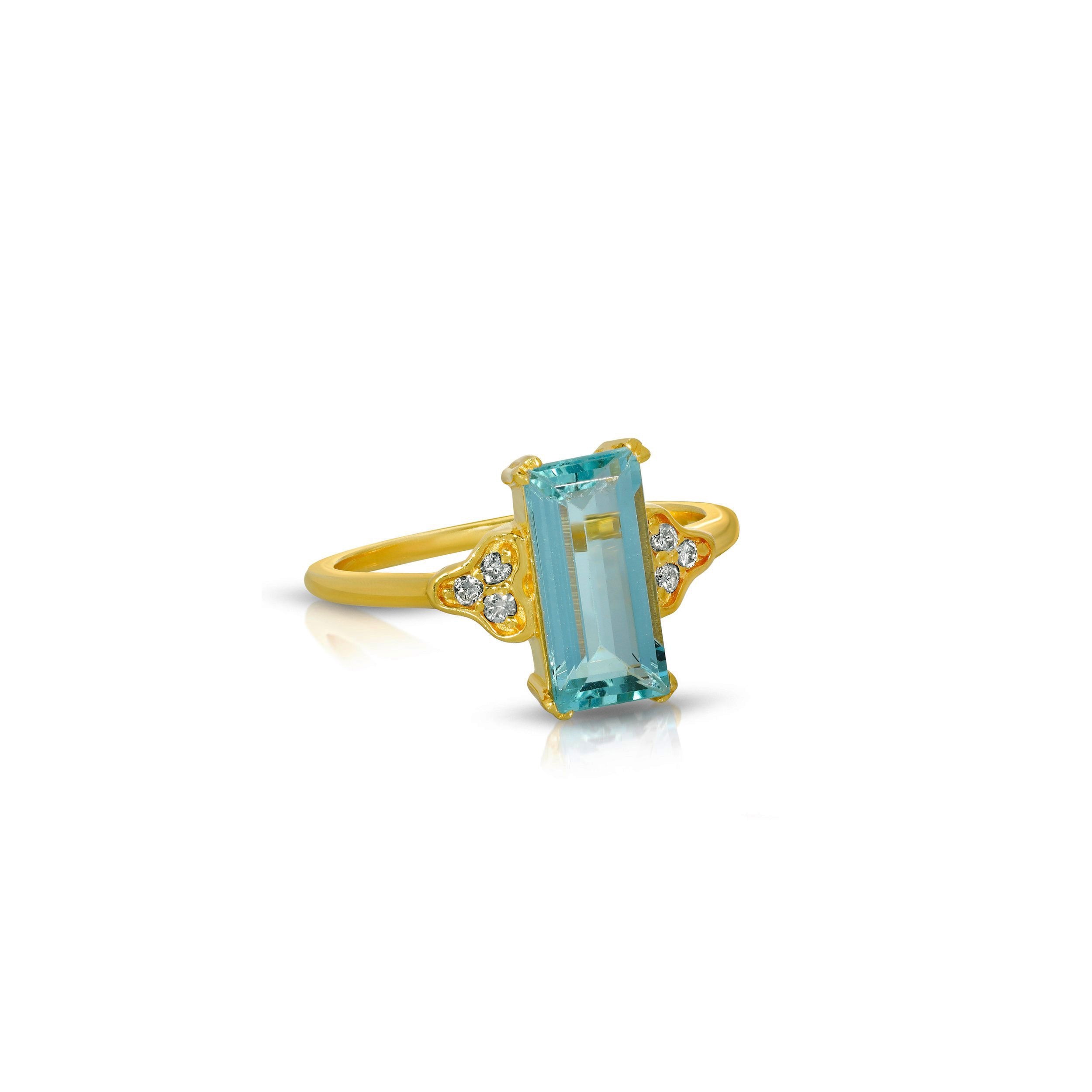 Emerald Cut Aquamarine Diamond Dress Ring