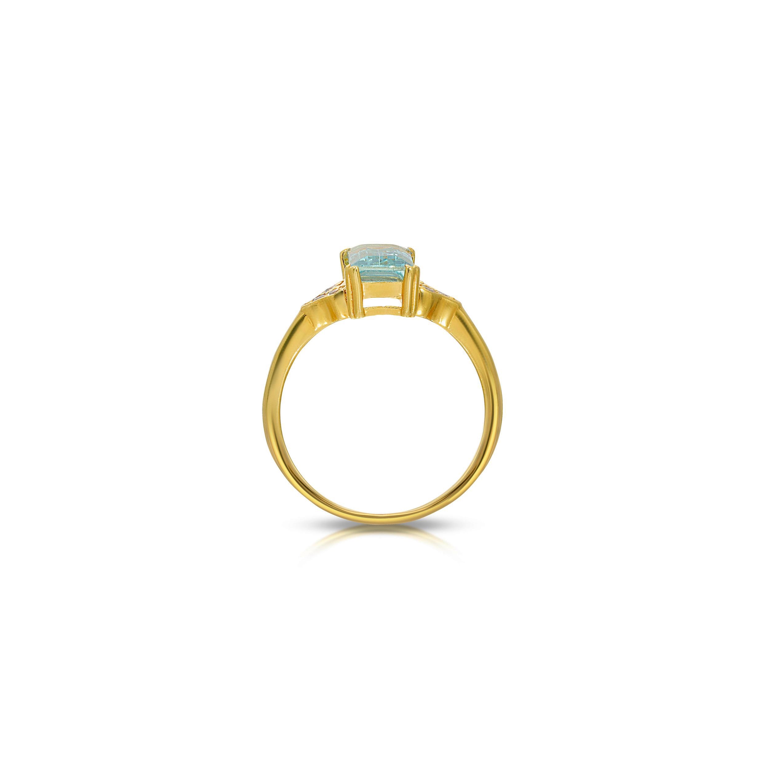 Emerald Cut Aquamarine Diamond Dress Ring