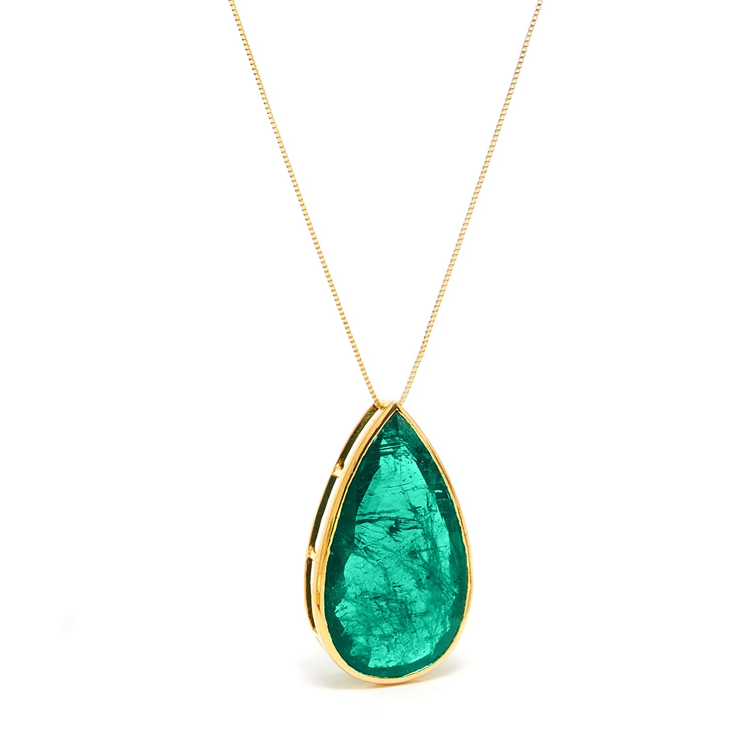 Certified Emerald Pear Drop Pendant