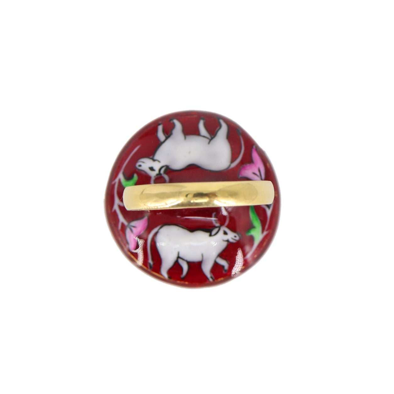 Ruby Diamond Lotus Coin Cocktail Ring