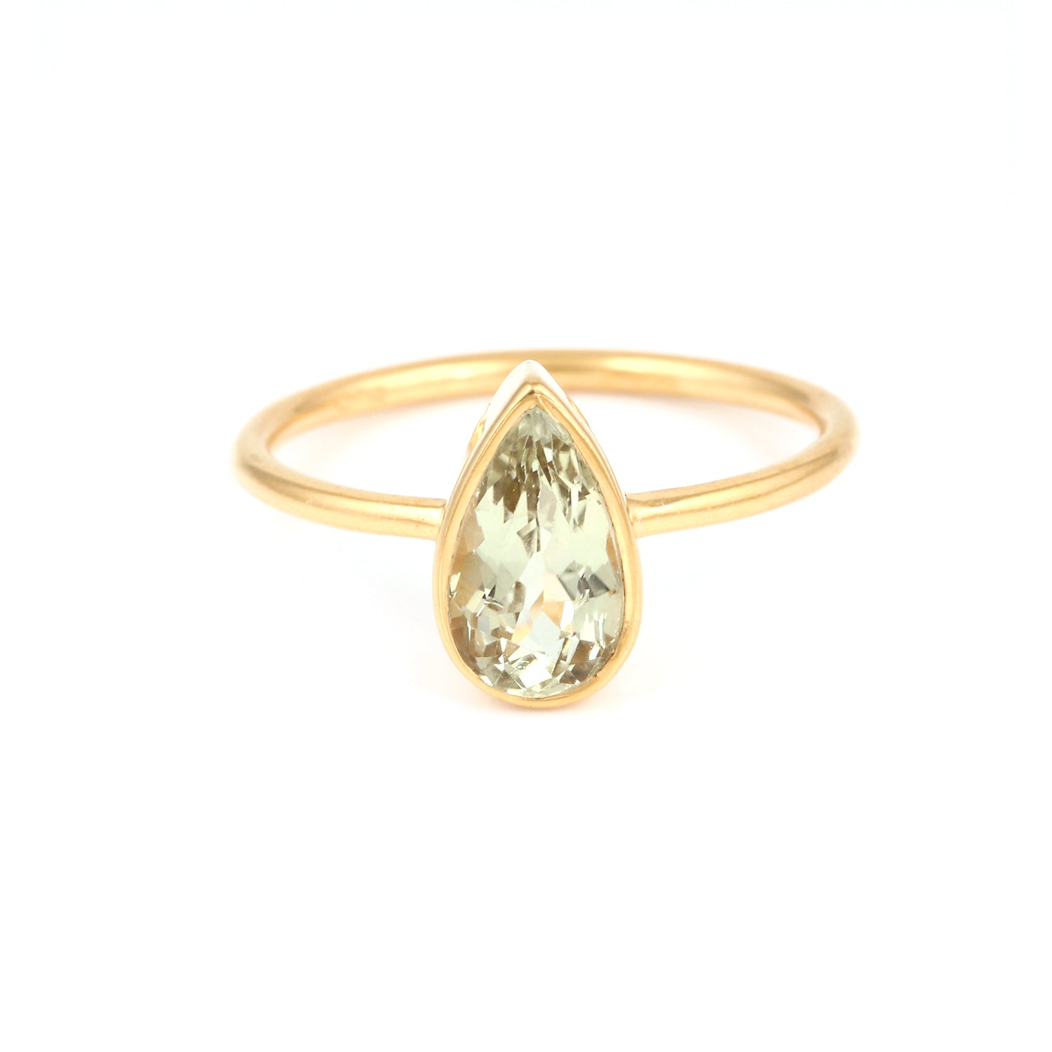 Mint Green Pear Drop Tourmaline Signet Ring