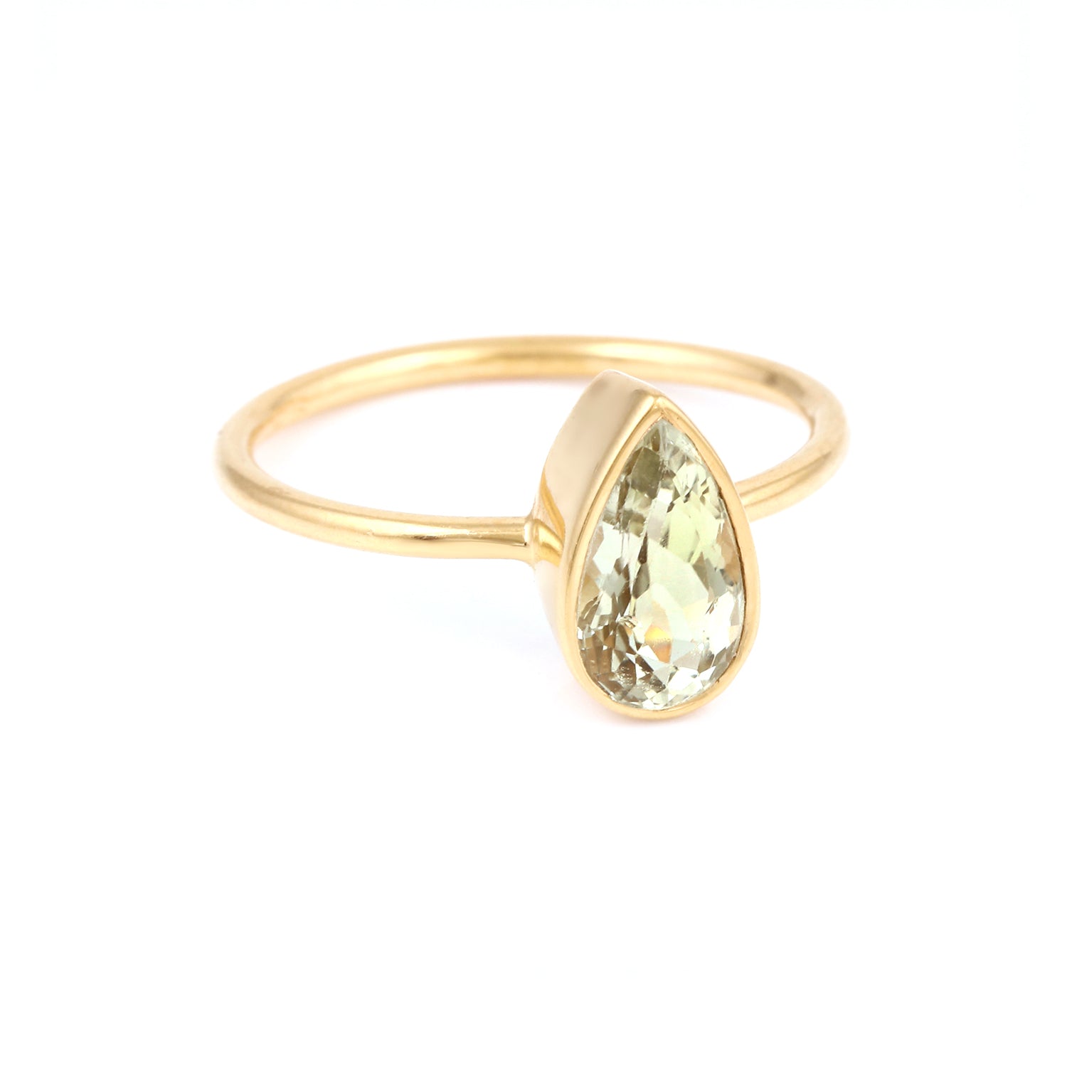 Mint Green Pear Drop Tourmaline Signet Ring