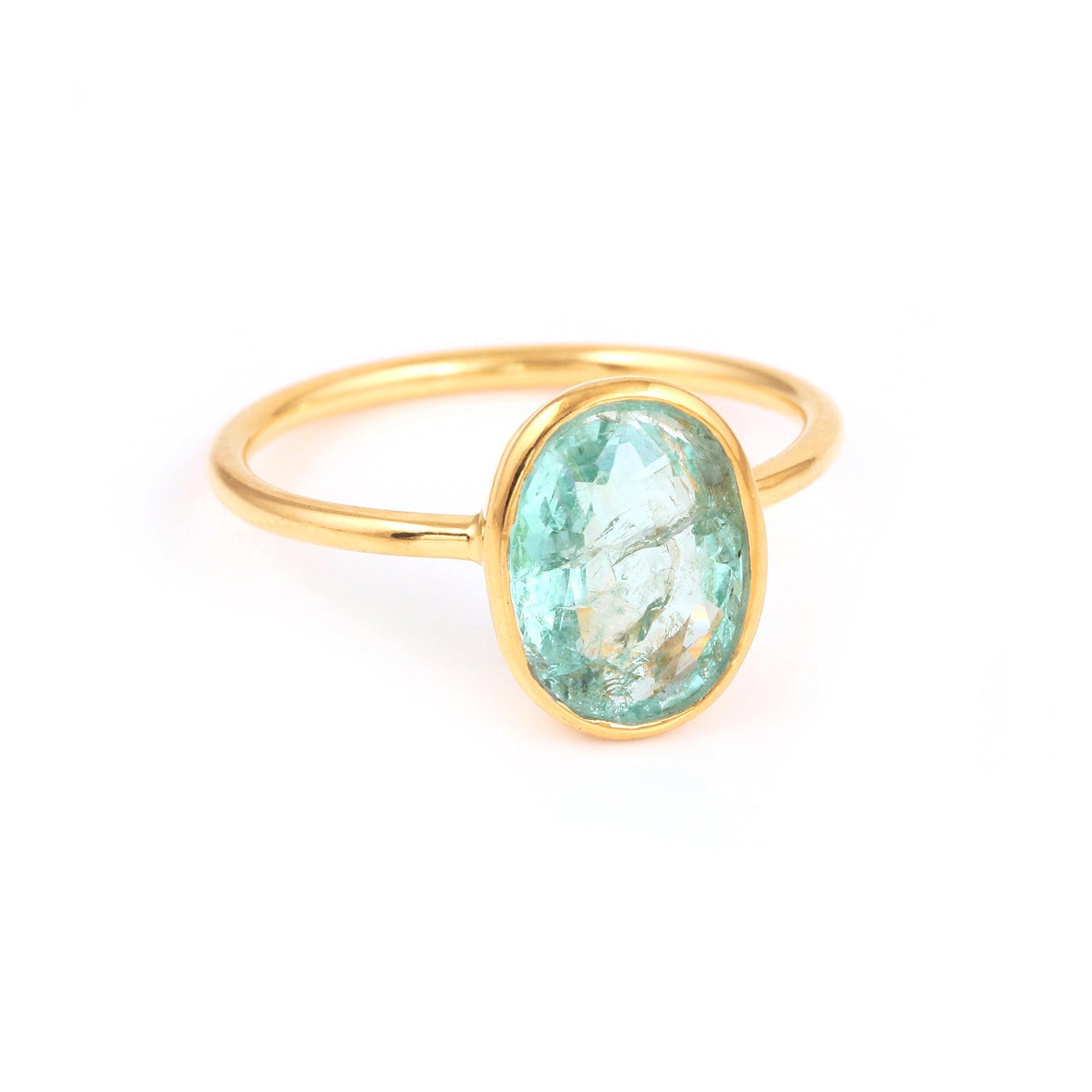 Mint Emerald Oval Signet Ring