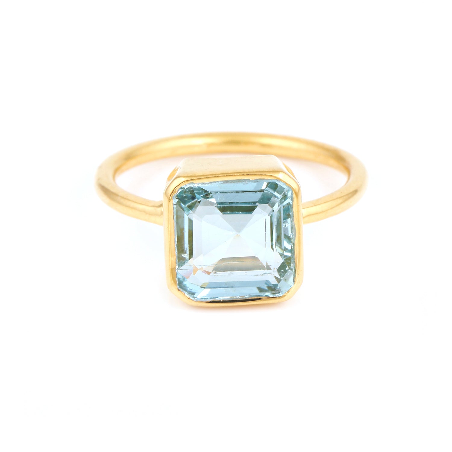 Ice Blue Emerald Cut Tourmaline Signet Ring