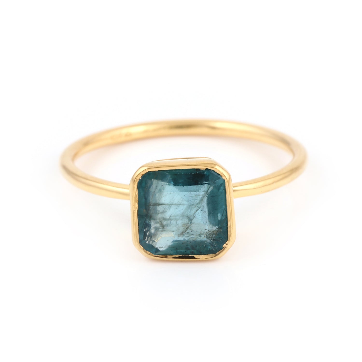 Azure Emerald Cushion Cut Signet Ring