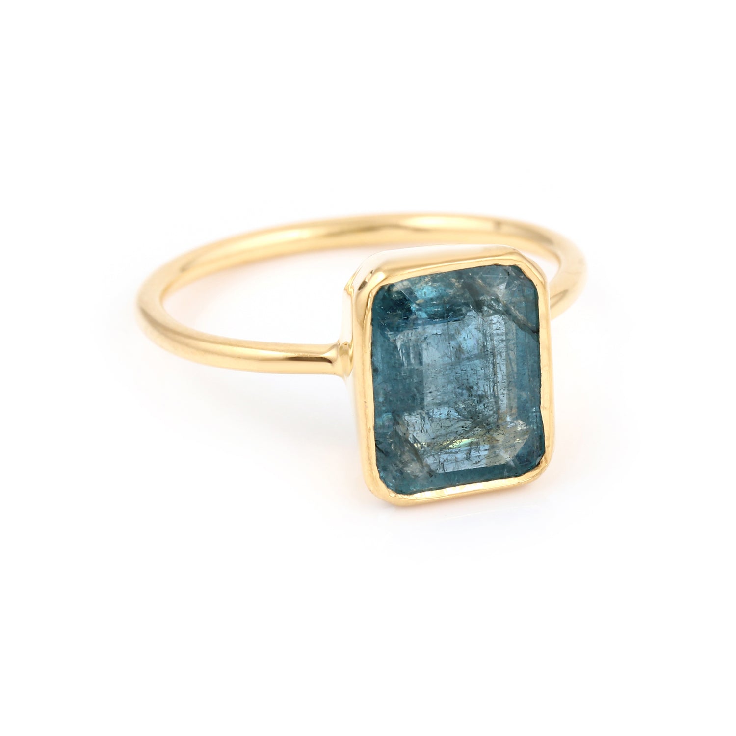 Azure Emerald Cut Tourmaline Signet Ring