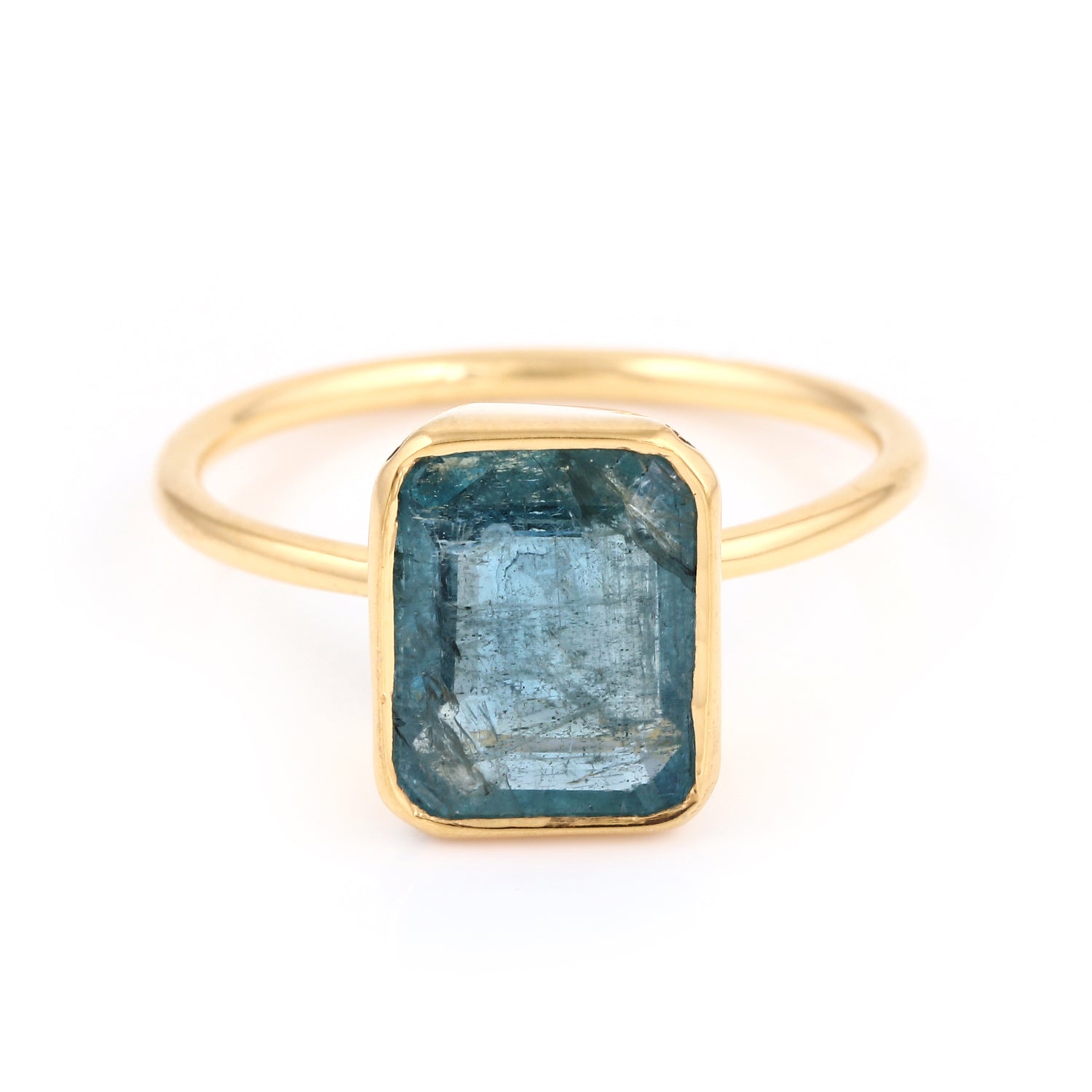 Azure Emerald Cut Tourmaline Signet Ring