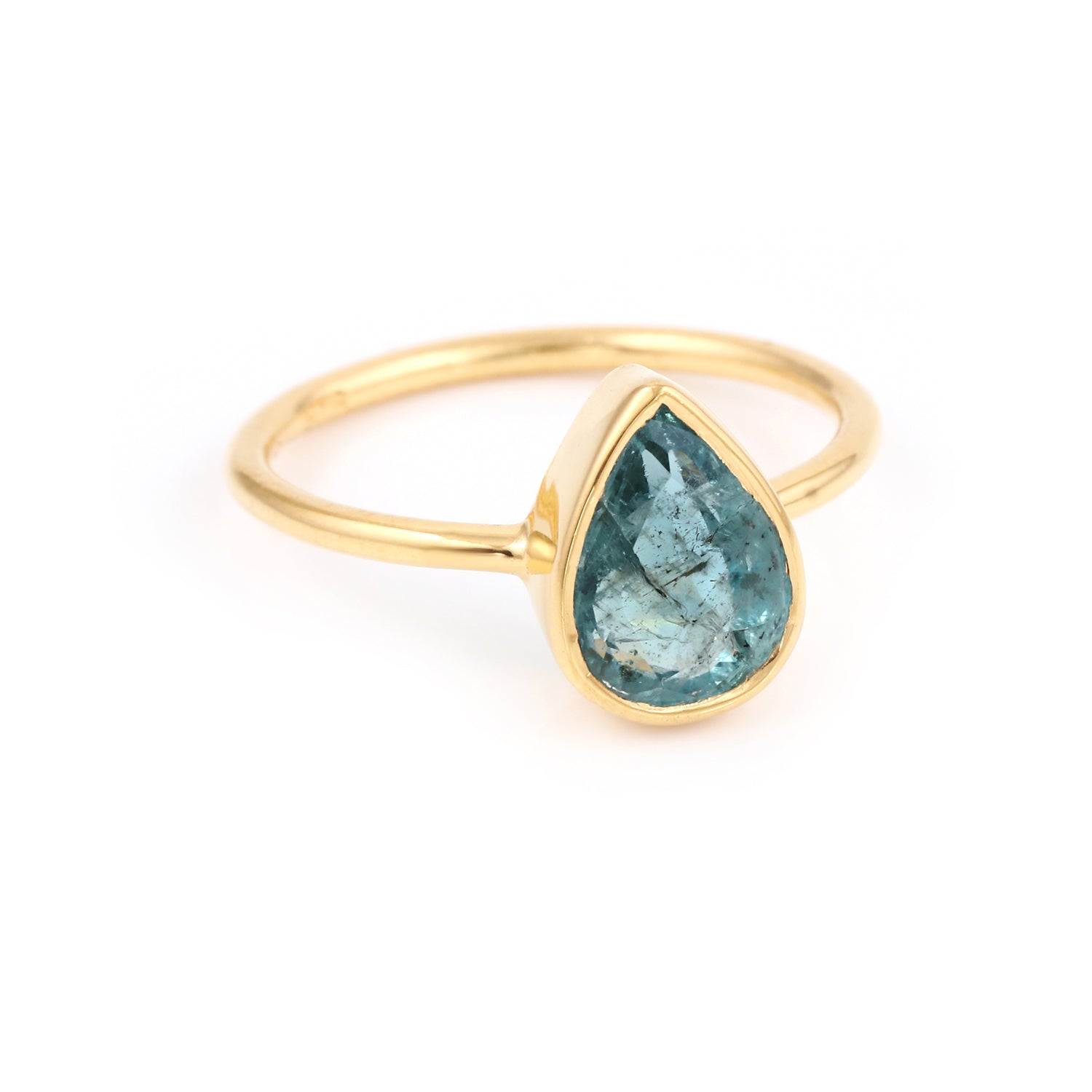 Azure Pear Drop Tourmaline Signet Ring