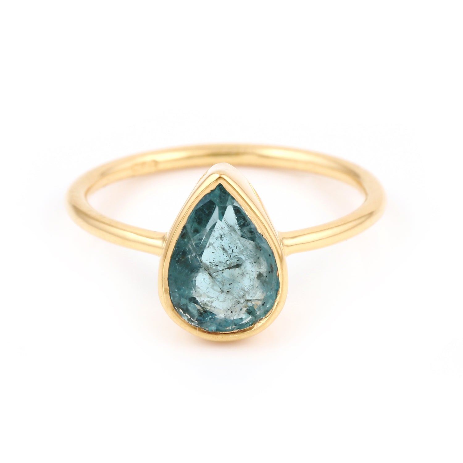 Azure Pear Drop Tourmaline Signet Ring
