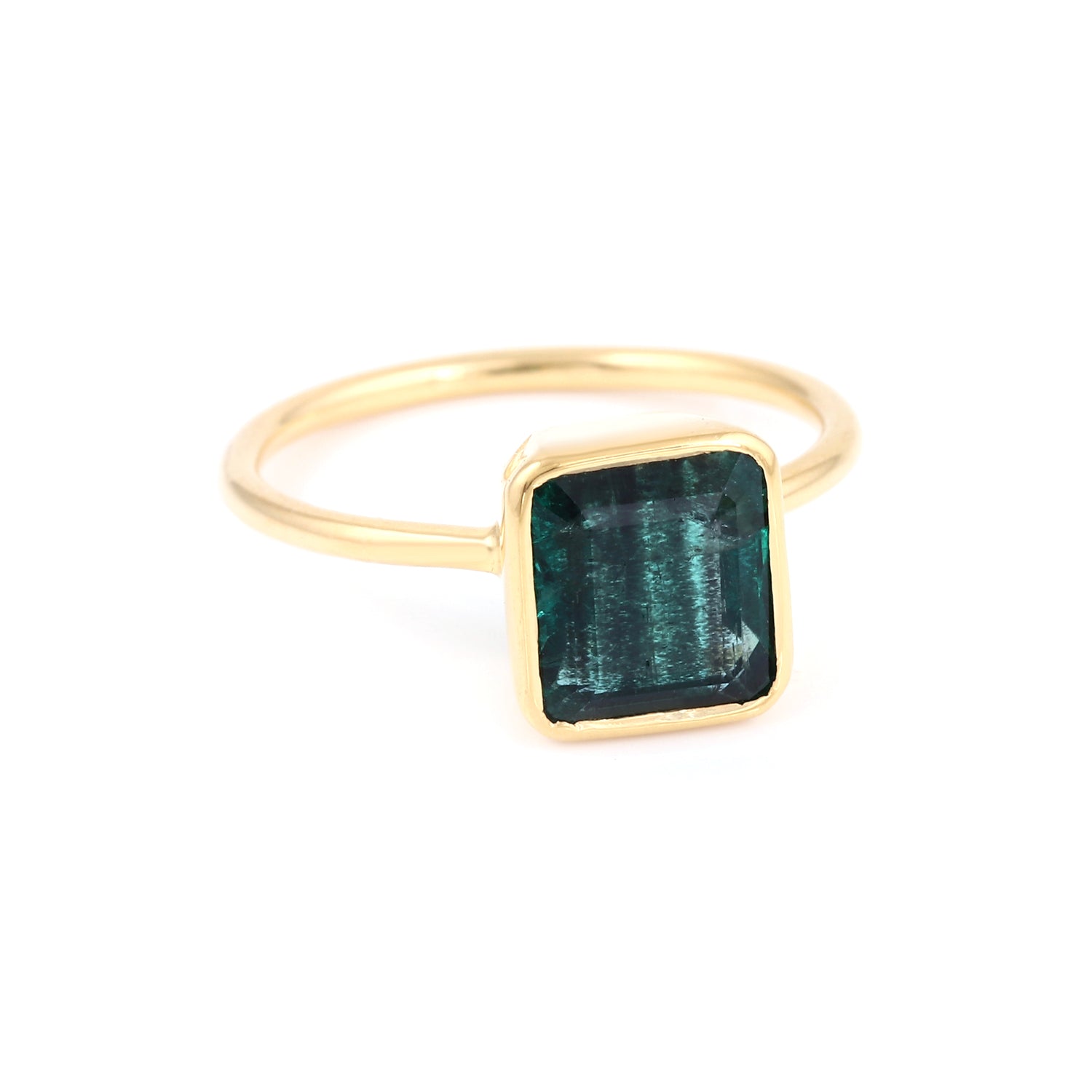 Azure Square Tourmaline Signet Ring