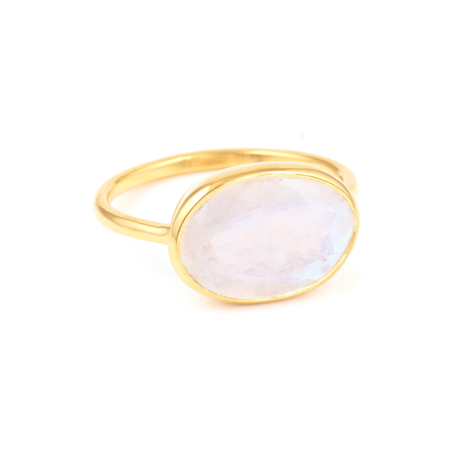 Moonstone Horizontal Set Signet Ring