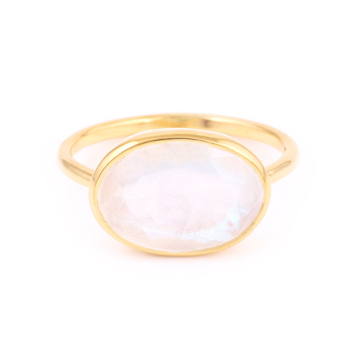 Moonstone Horizontal Set Signet Ring
