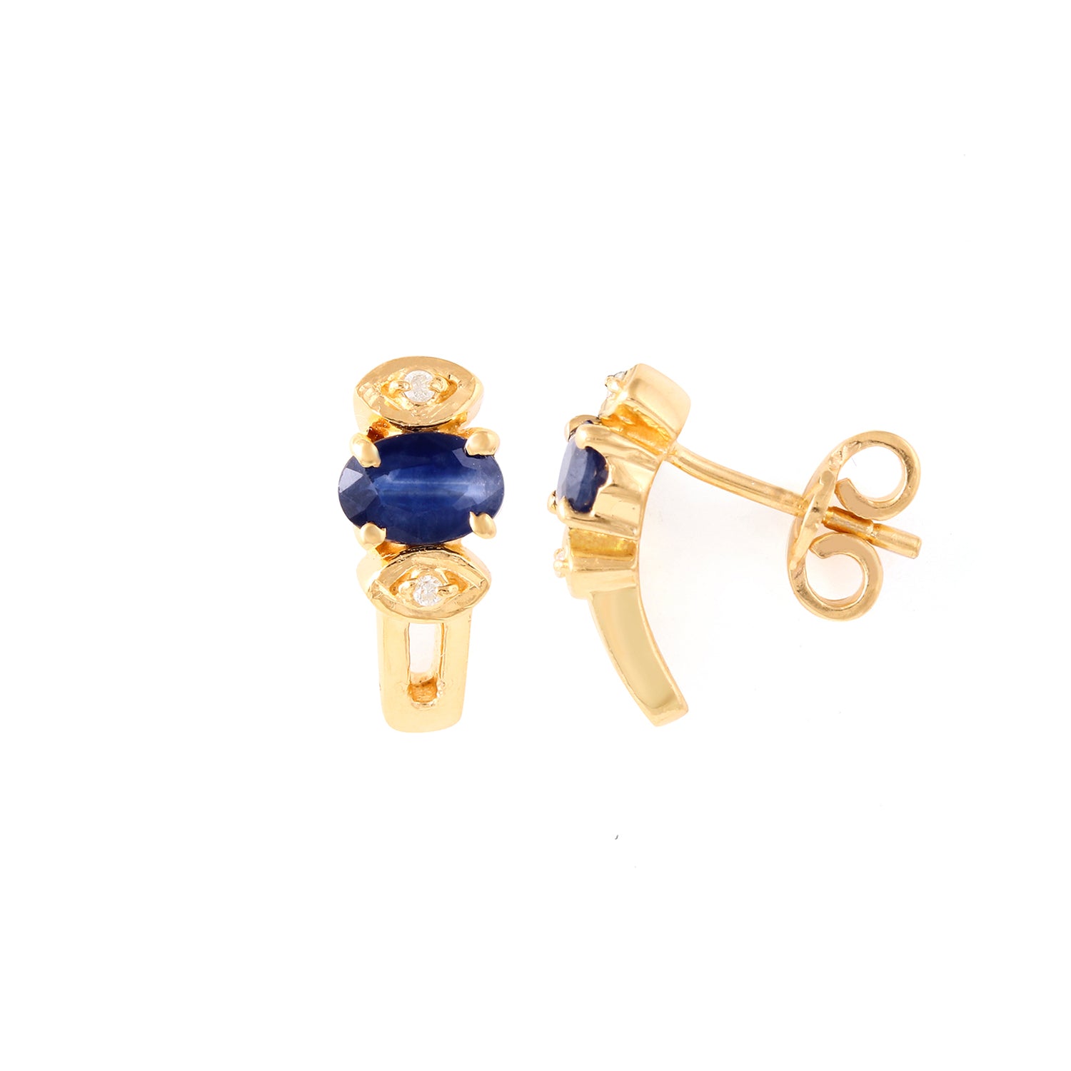 Sapphire Diamond Curvee Stud Earrings