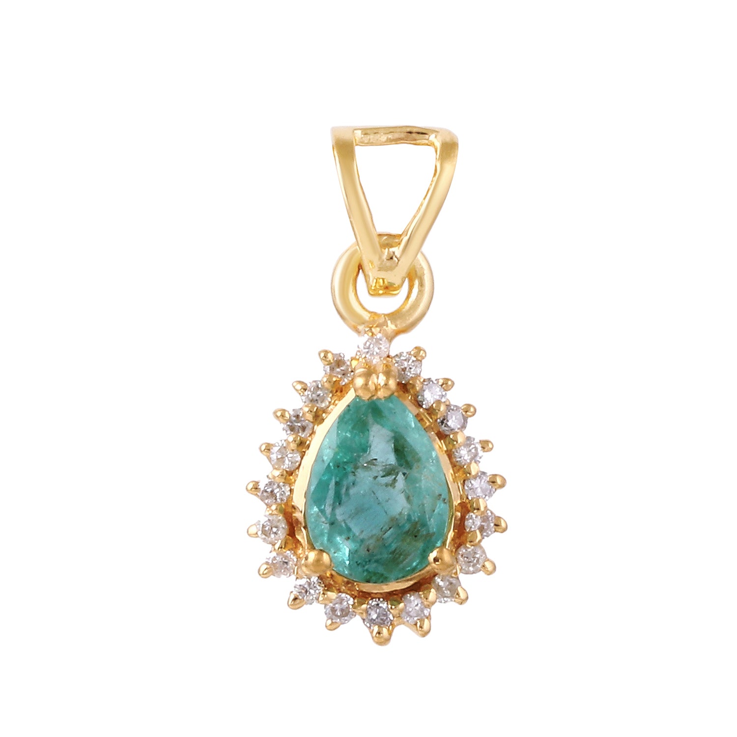 Emerald Diamond Petite Tear Drop Cluster Pendant