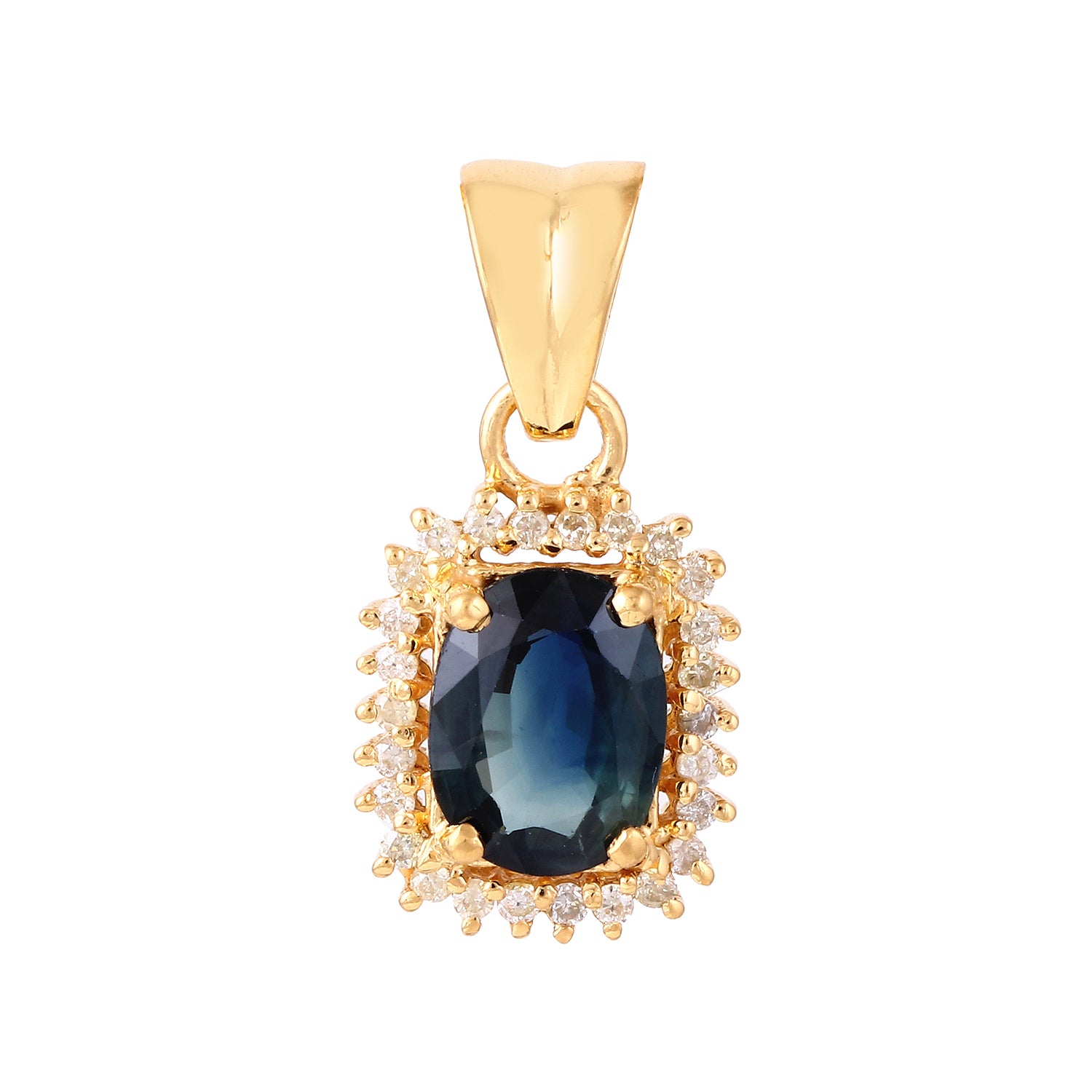 Sapphire Diamond Cluster Rectangle Pendant