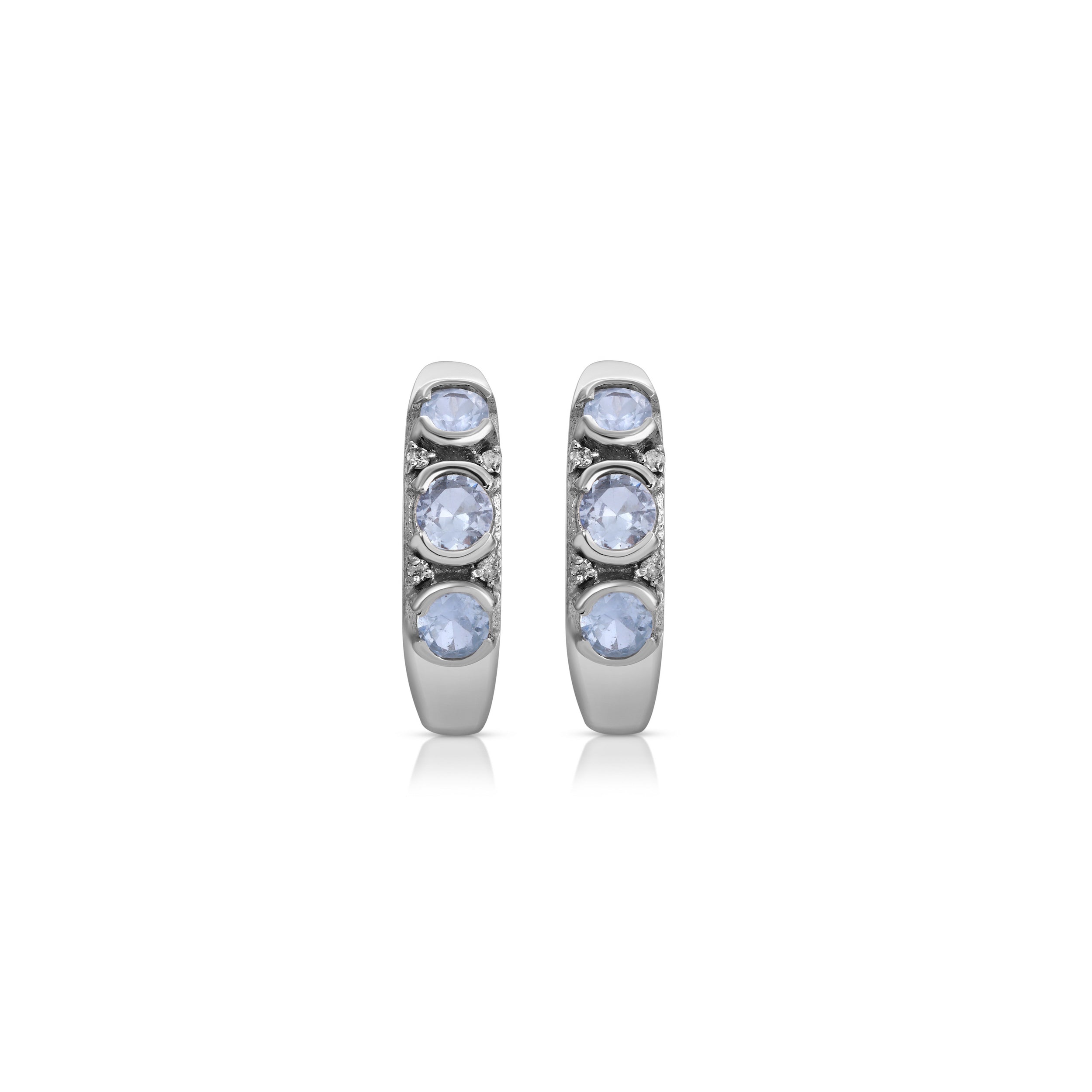 Ice Blue Sapphire Diamond Trio Hoop Earrings