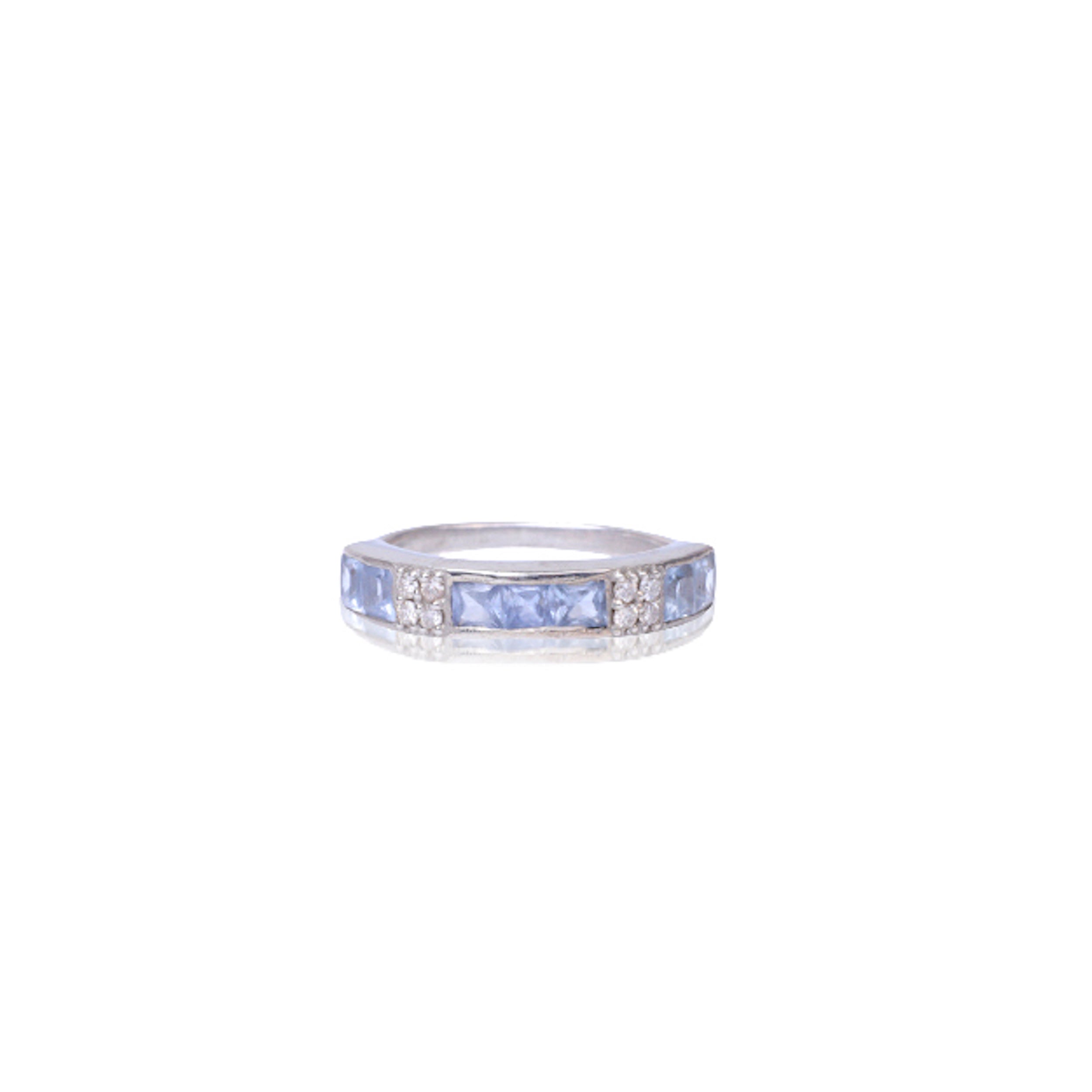 Ice Blue Sapphire Diamond Baguette Band