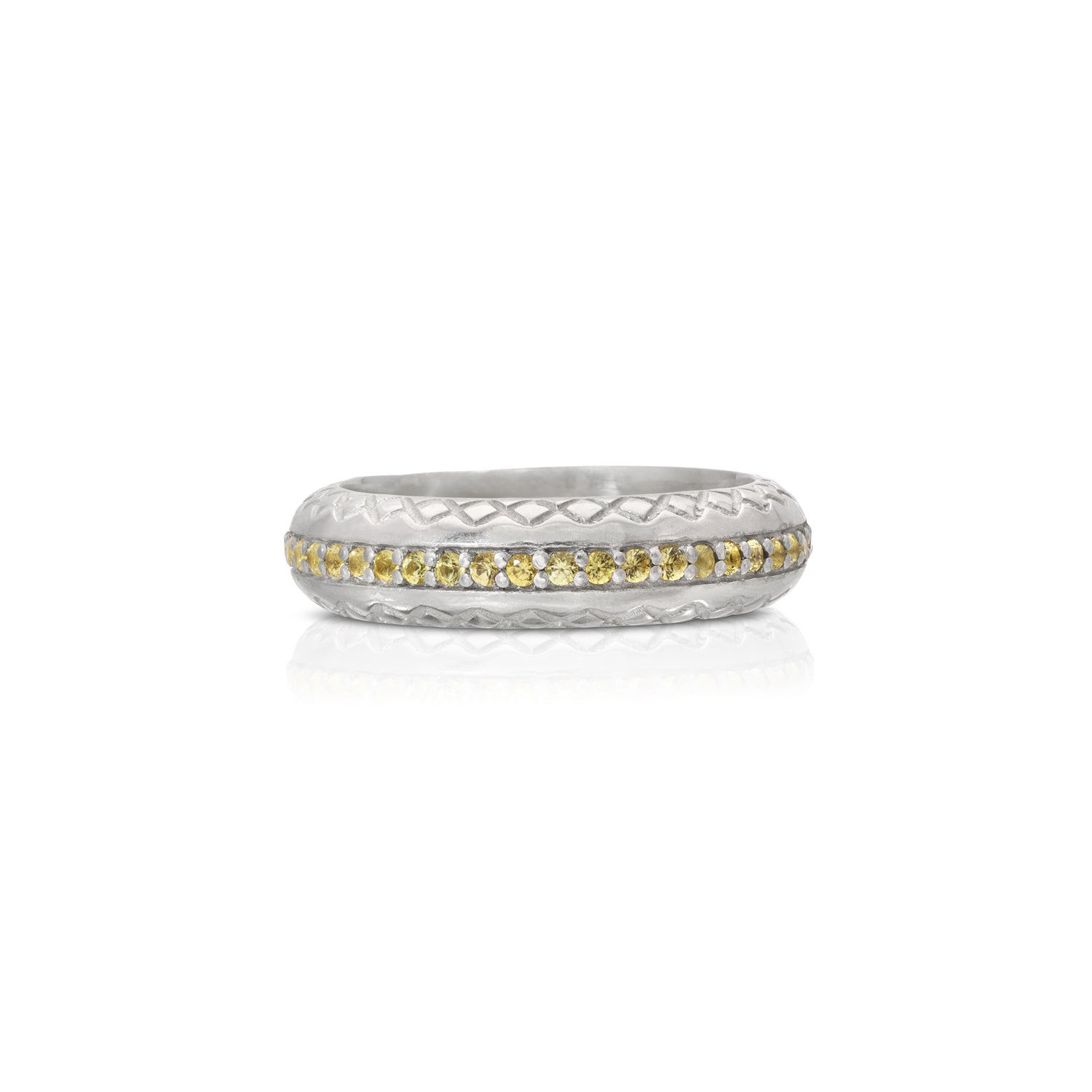 Yellow Sapphire White Filigree Band