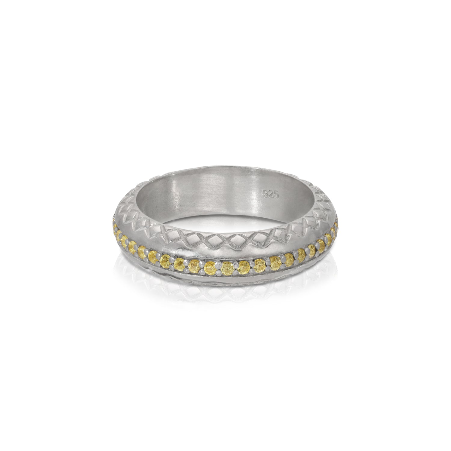 Yellow Sapphire White Filigree Band