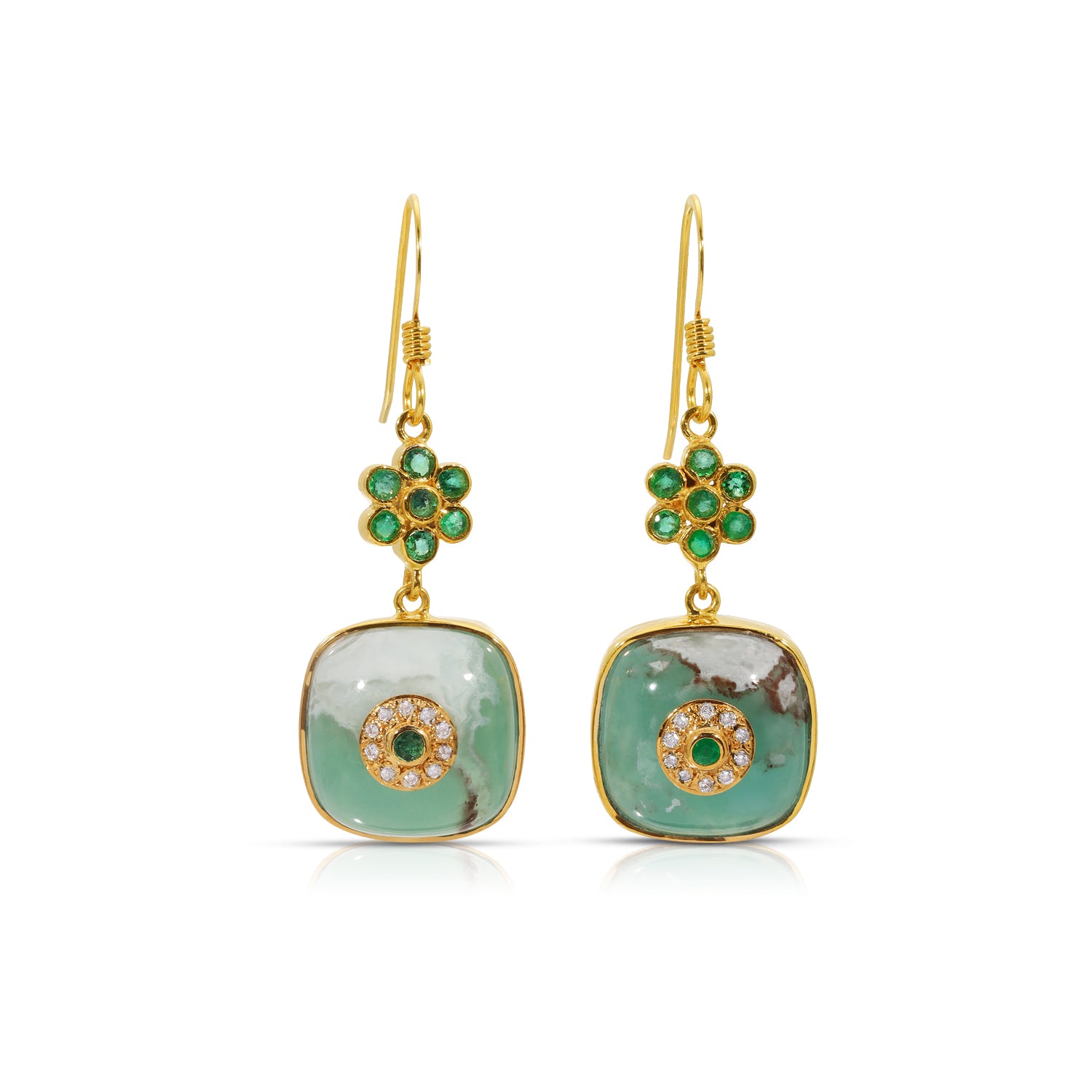 Emerald Diamond Aquaprase Drop Earrings